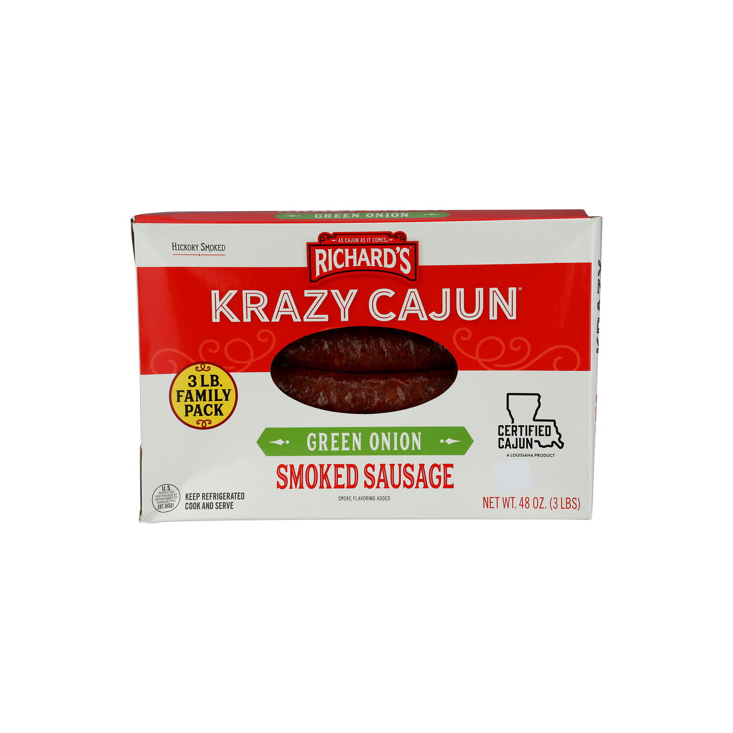 Richards Cajun Foods Box Krazy Green Onion Smoked Mixed Sausage