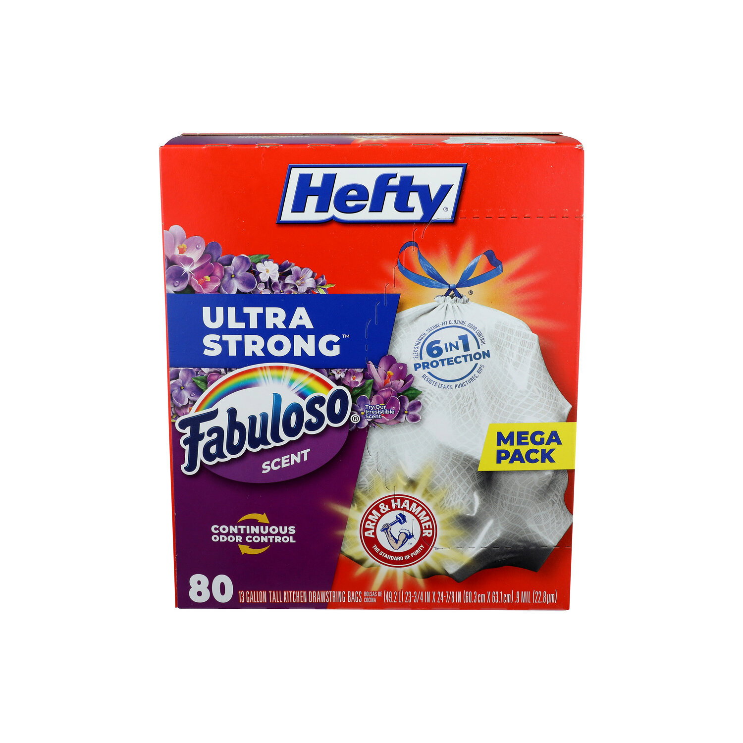 Hefty Tall Kitchen Bags, Drawstring, Fabuloso Scent, , Mega Pack - 80 Count Image 1 of 2