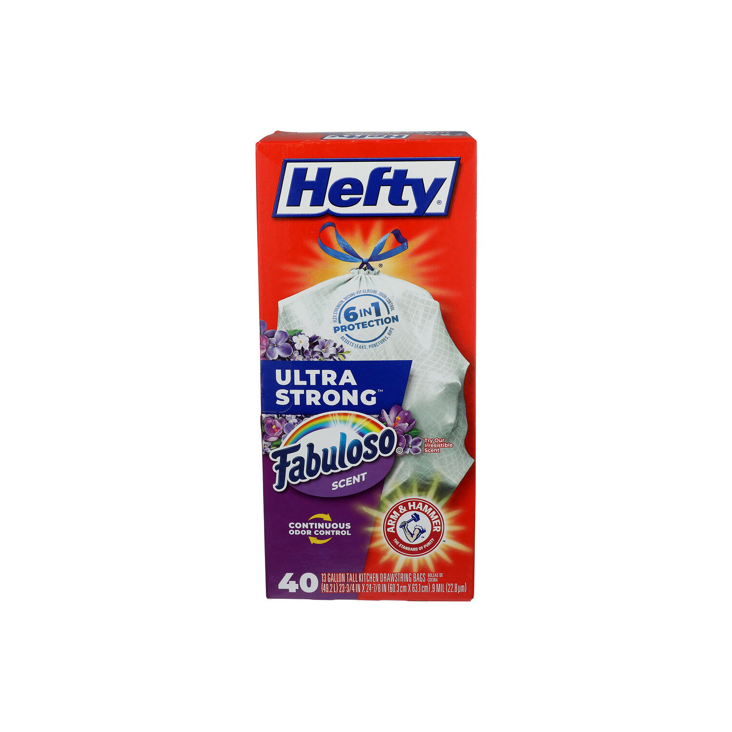 Hefty Tall Kitchen Bags, Ultra Strong, Drawstring, Fabuloso Scent - 40 Count Image 1 of 2