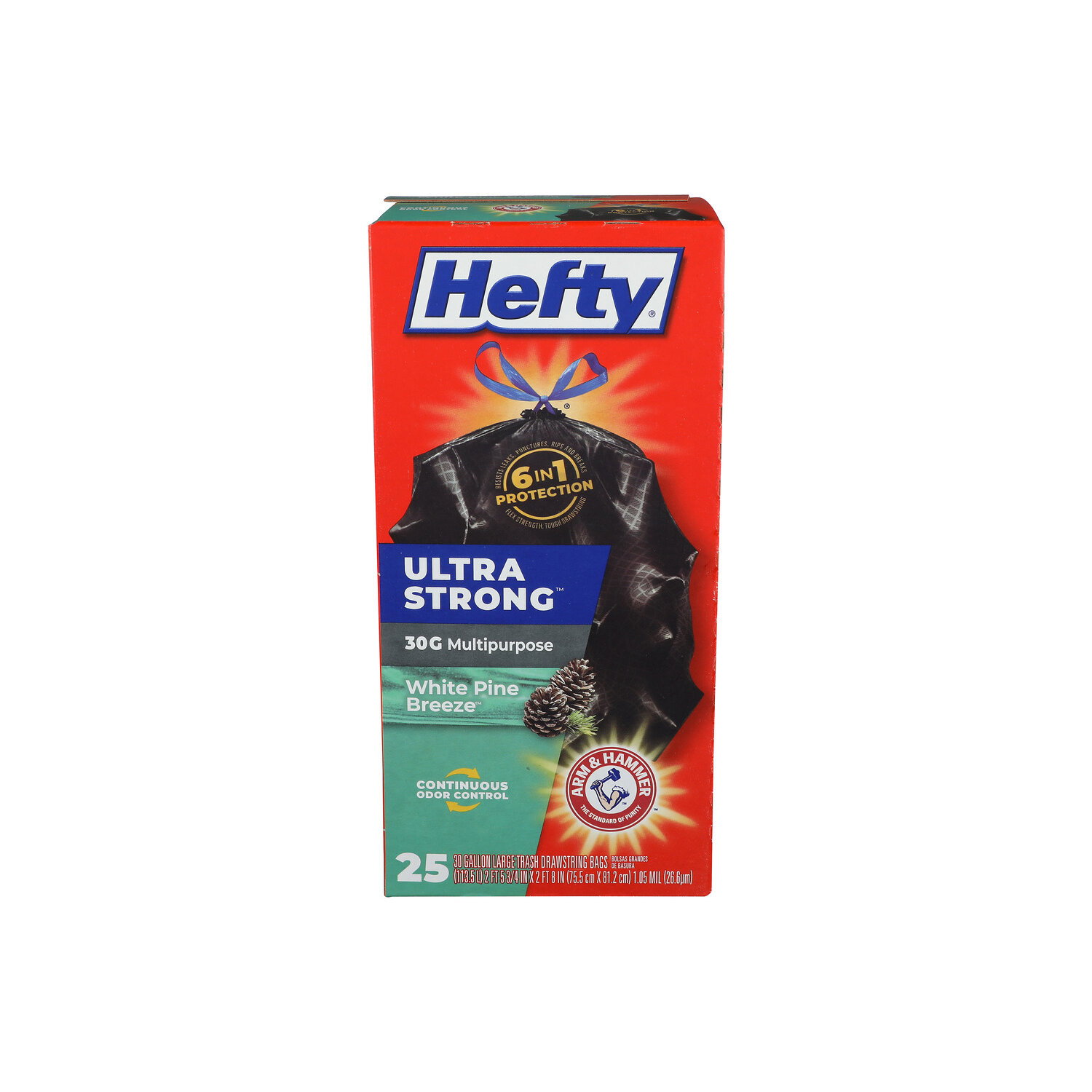 Hefty Trash Bags, Drawstring, White Pine Breeze, Large - 25 Count Image 1 of 2