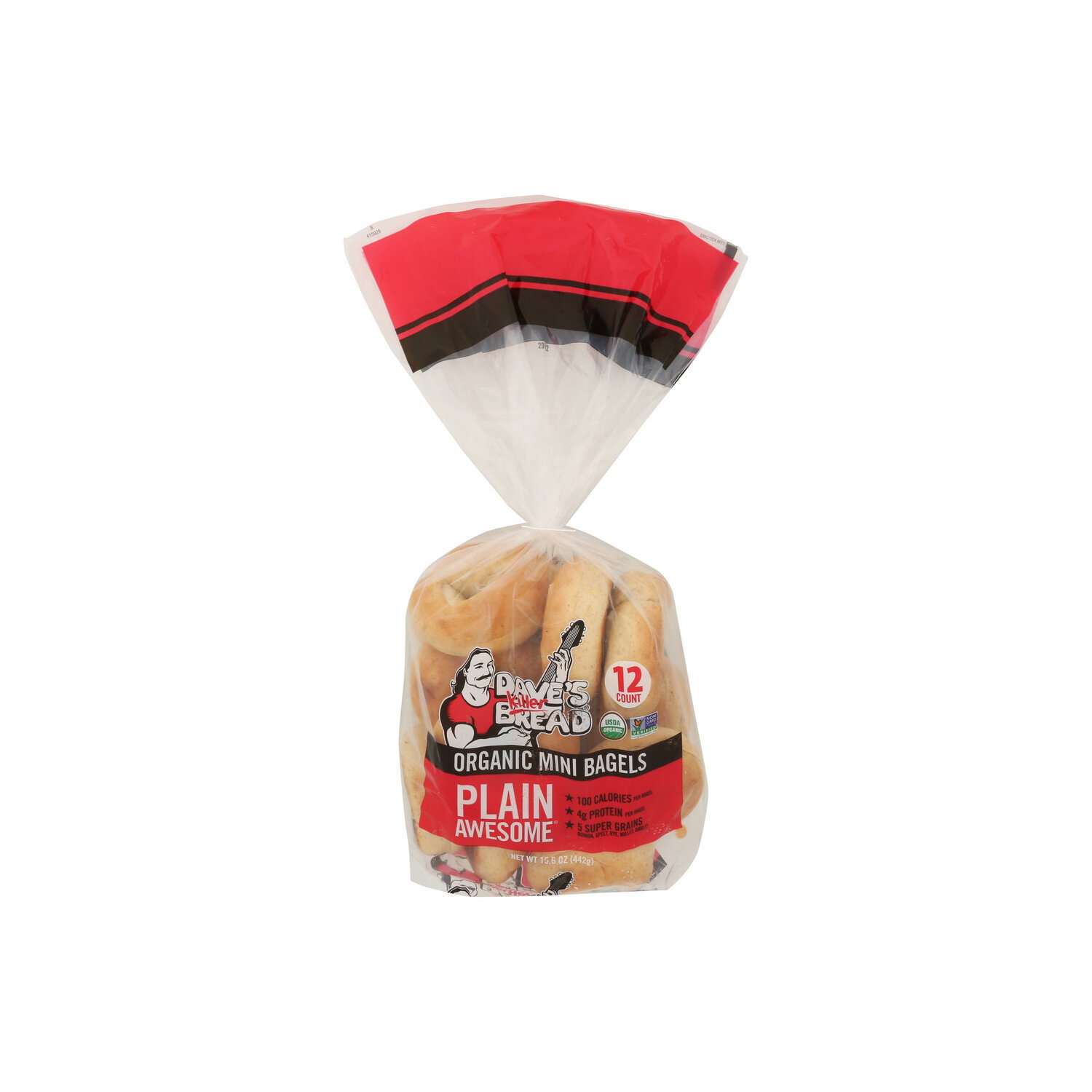 DAVE's Killer Bread Bagel Plain Awesome Mini - 1.3 Ounce - 12 Count Image 1 of 4