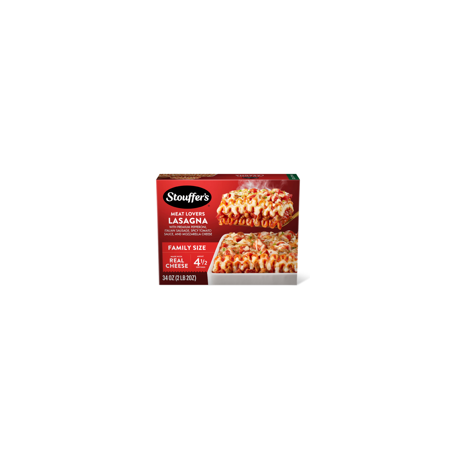 Stouffer's With A Hearty Tomato Sauce, Pepperoni, Italian Sausage, Ground Beef & Pork Family Size Meat Lovers Lasagna - 34 Ounce Image 1 of 4