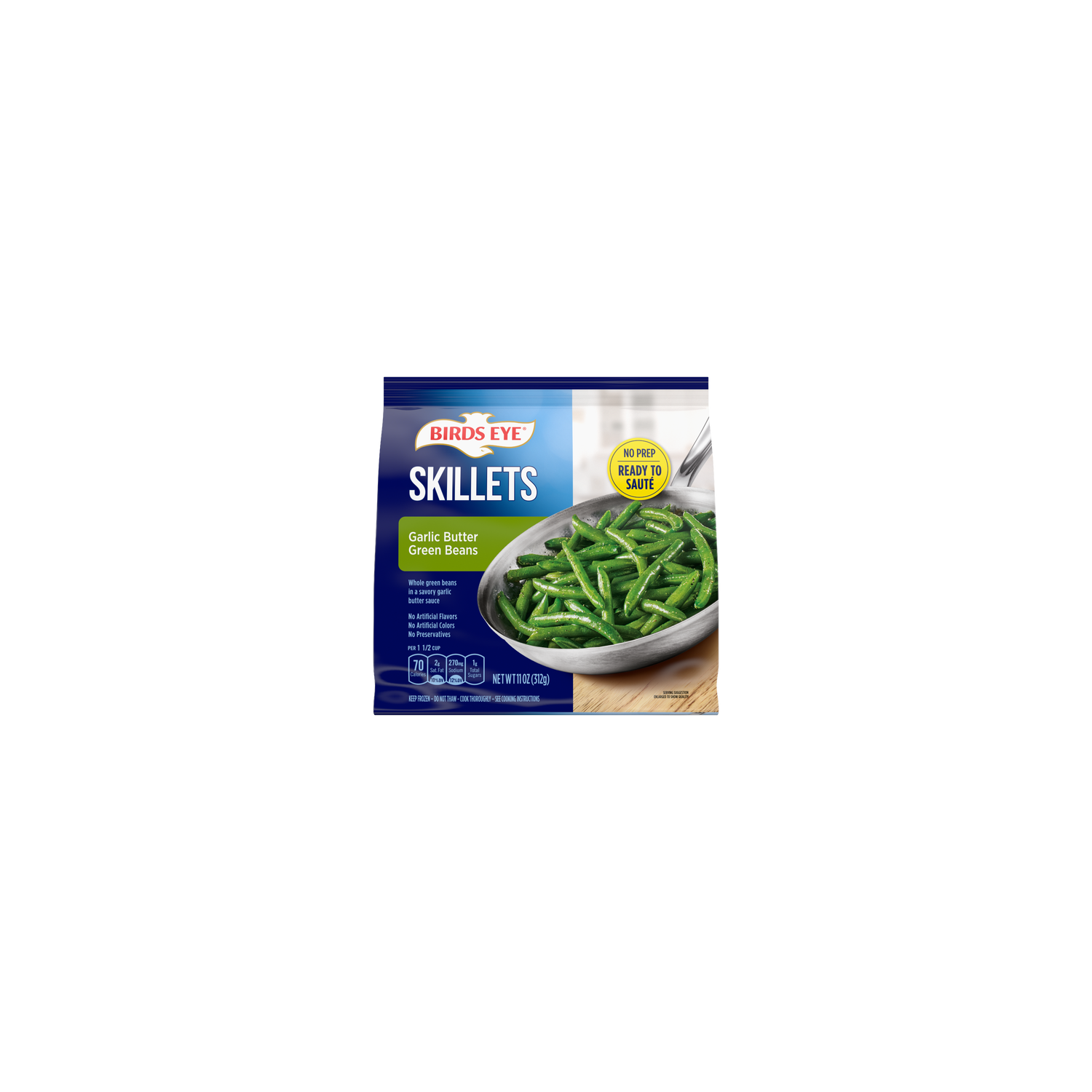 Birds Eye Skillets Garlic Butter Green Beans, Frozen Vegetable, Bag - 11 Ounce Image 1 of 2