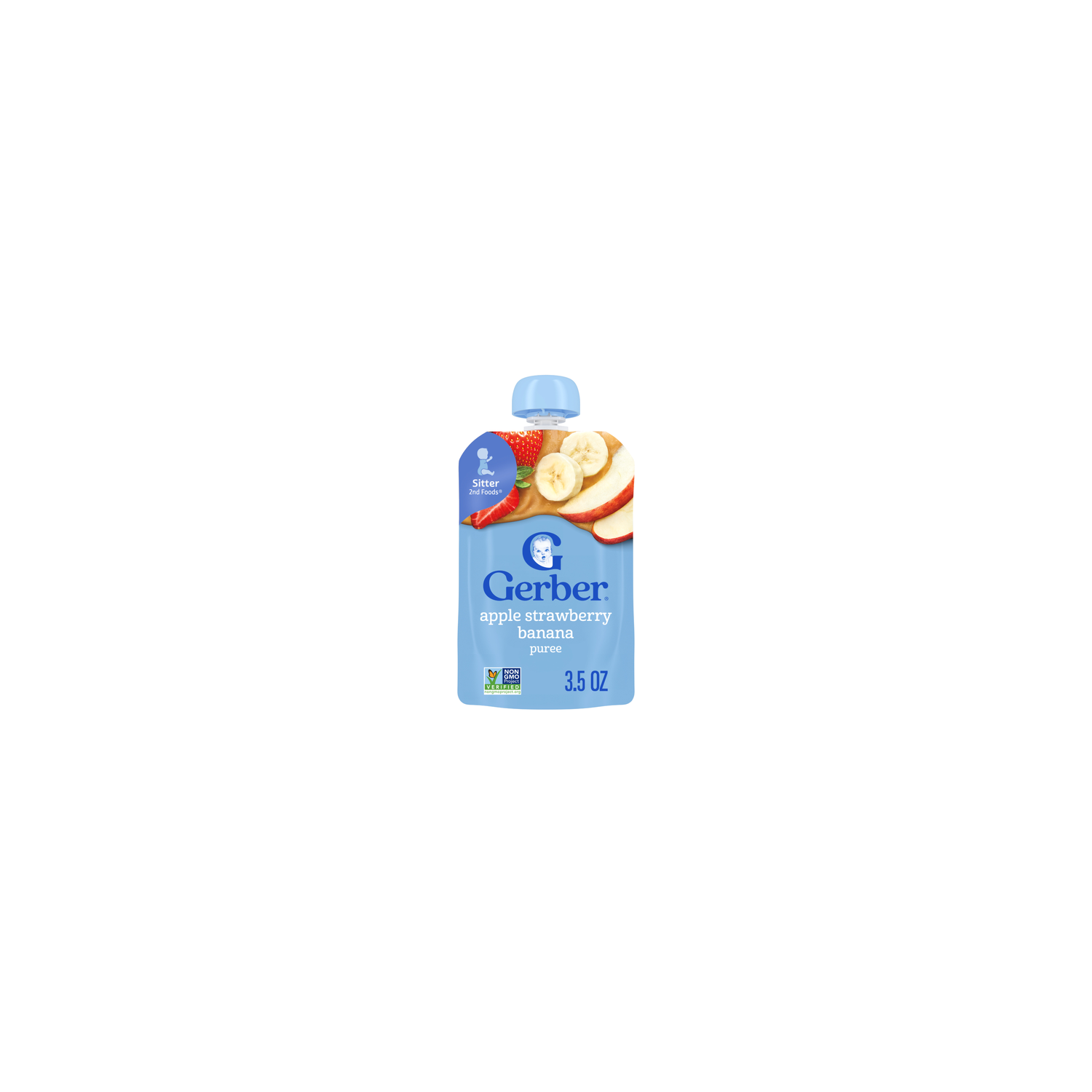 Gerber Stage 2 Baby Food, Apple Strawberry Banana Puree Pouch - 3.5 Ounce Image 1 of 4