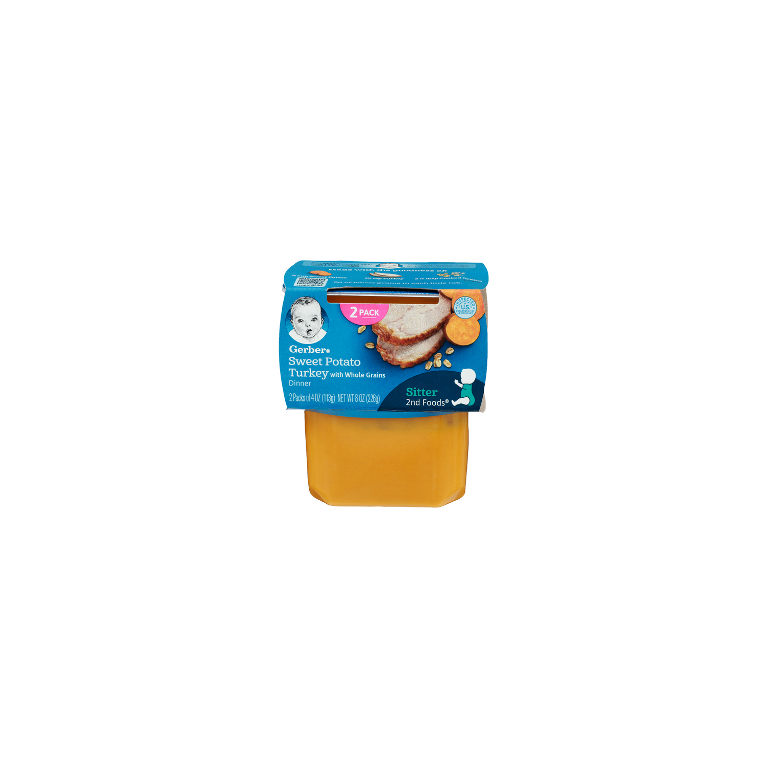 Gerber Stage 2 Sweet Potato Turkey With Whole Grains Baby Food - 4 Ounce - 2 Count Image 1 of 4