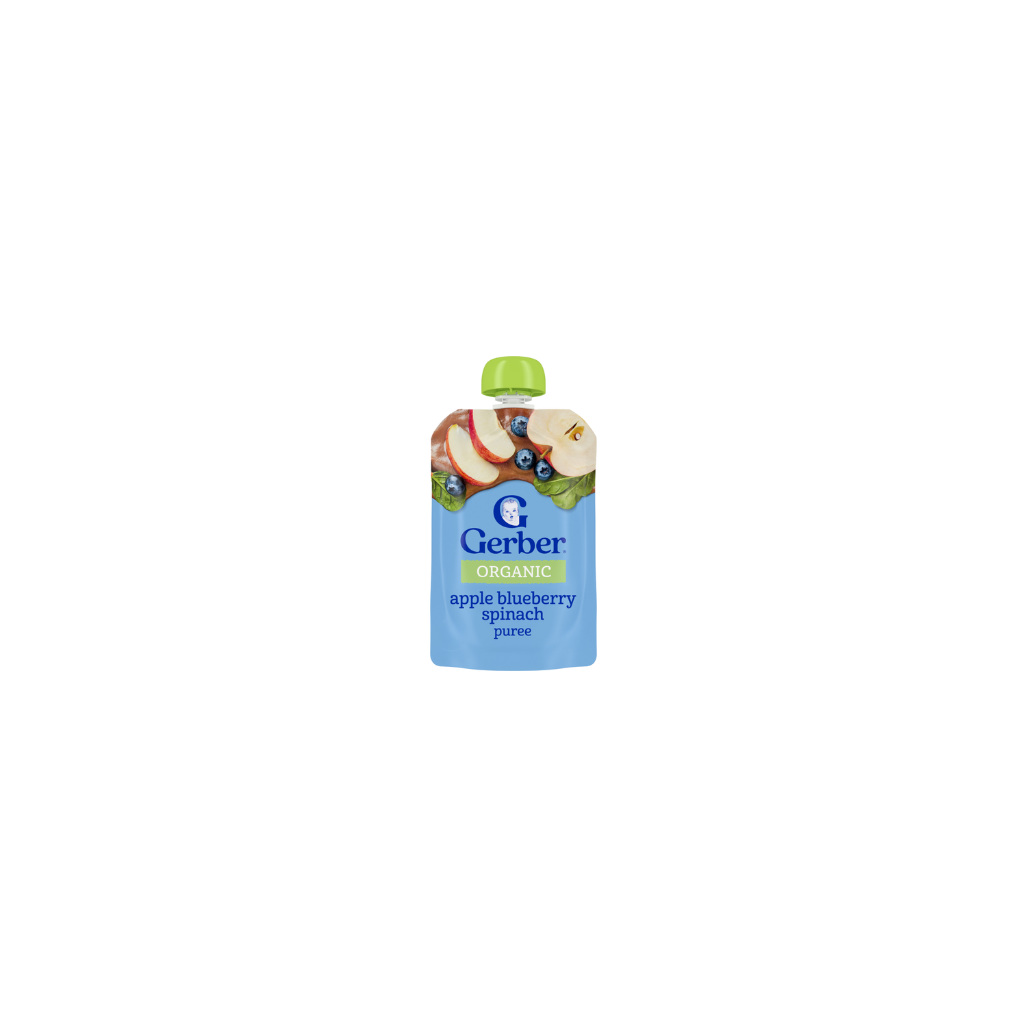 Gerber Stage 2 Baby Food Organic Apple Blueberry Spinach Puree Pouch - 3.5 Ounce Image 1 of 4