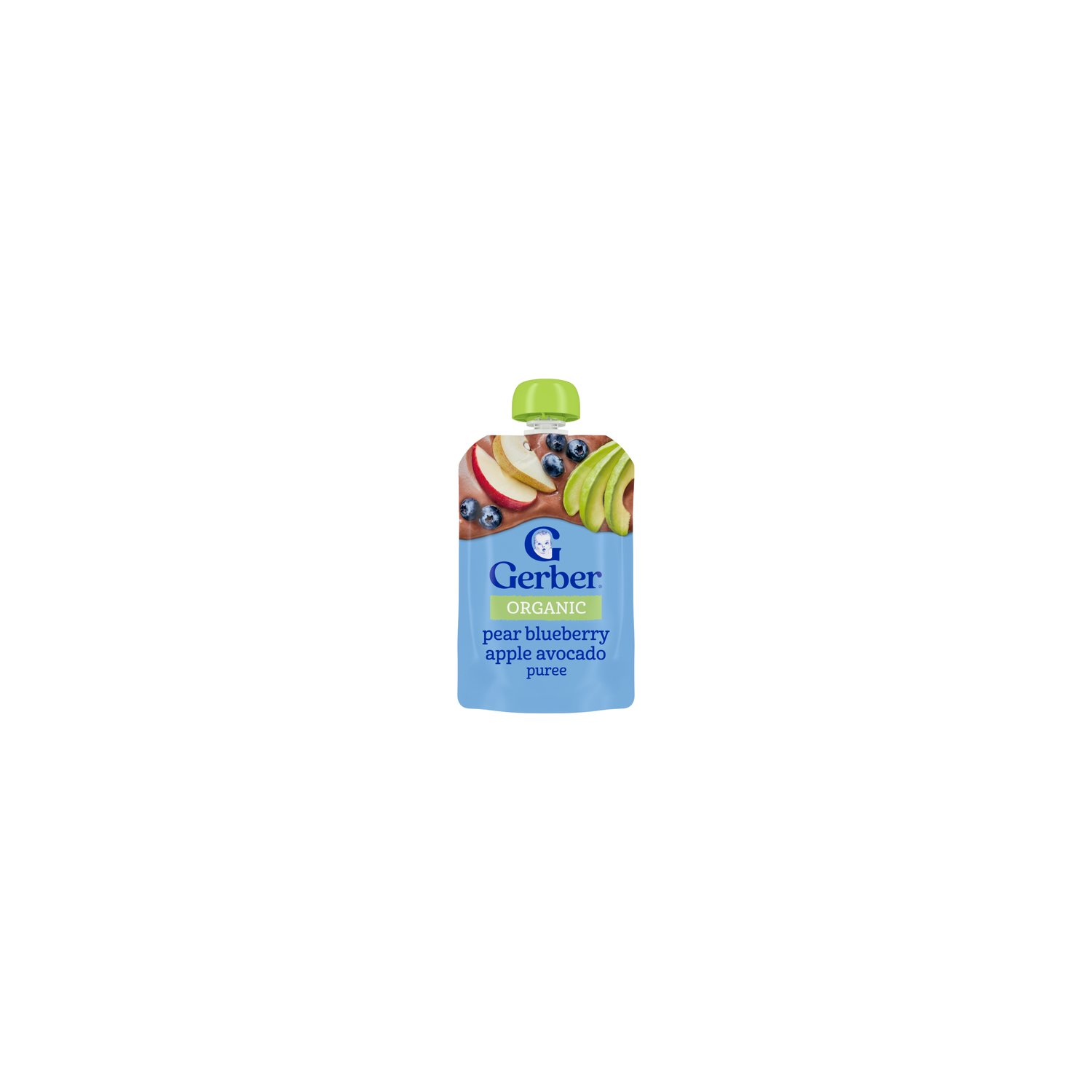 Gerber Stage 2 Baby Food Organic Pear Blueberry Apple Avocado Puree Pouch - 3.5 Ounce Image 1 of 4