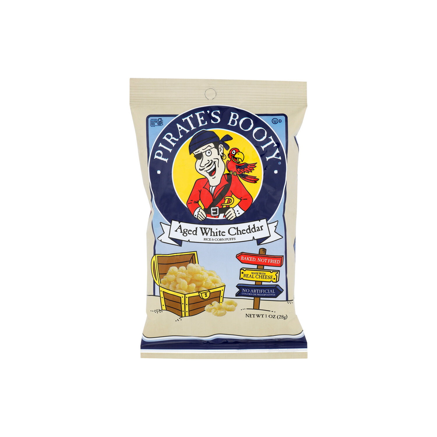 PIRATE's Booty Rice & Corn Puffs Aged White Cheddar - 1 Ounce Image 1 of 4