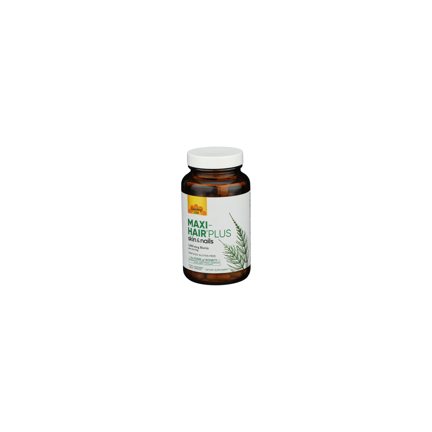 Country Life Vegicaps Maxi-Hair Plus Maximized 5,000 Mcg Biotin - 120 Count Image 1 of 2