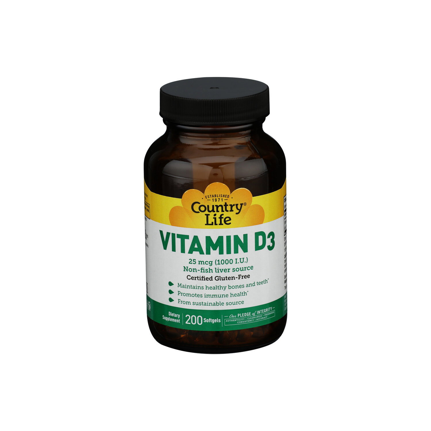 Country Life Softgel Vitamin D3 1000 I.U - 200 Count Image 1 of 2