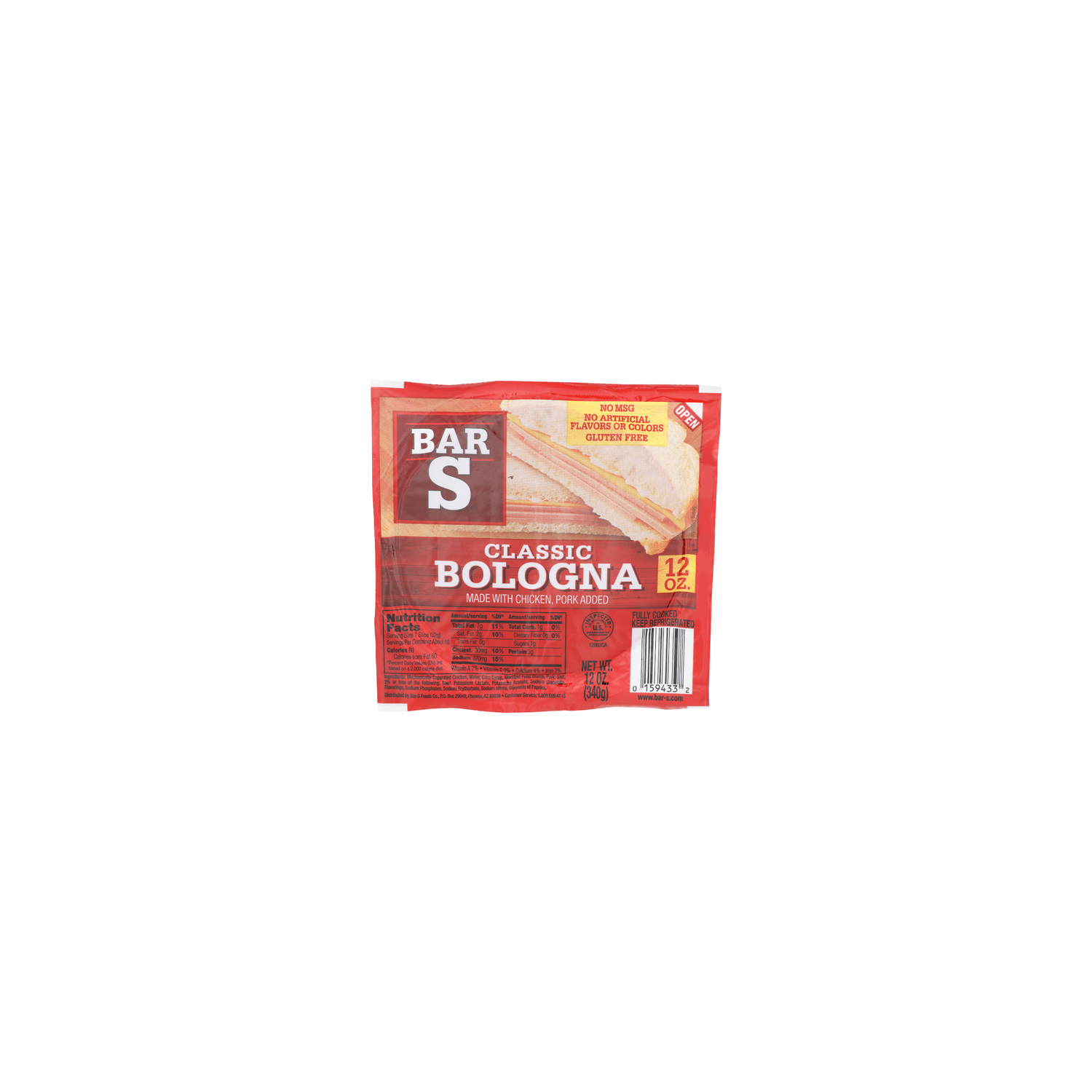 Bar S Made With Chicken, Pork Added Classic Bologna - 12 Ounce Image 1 of 4