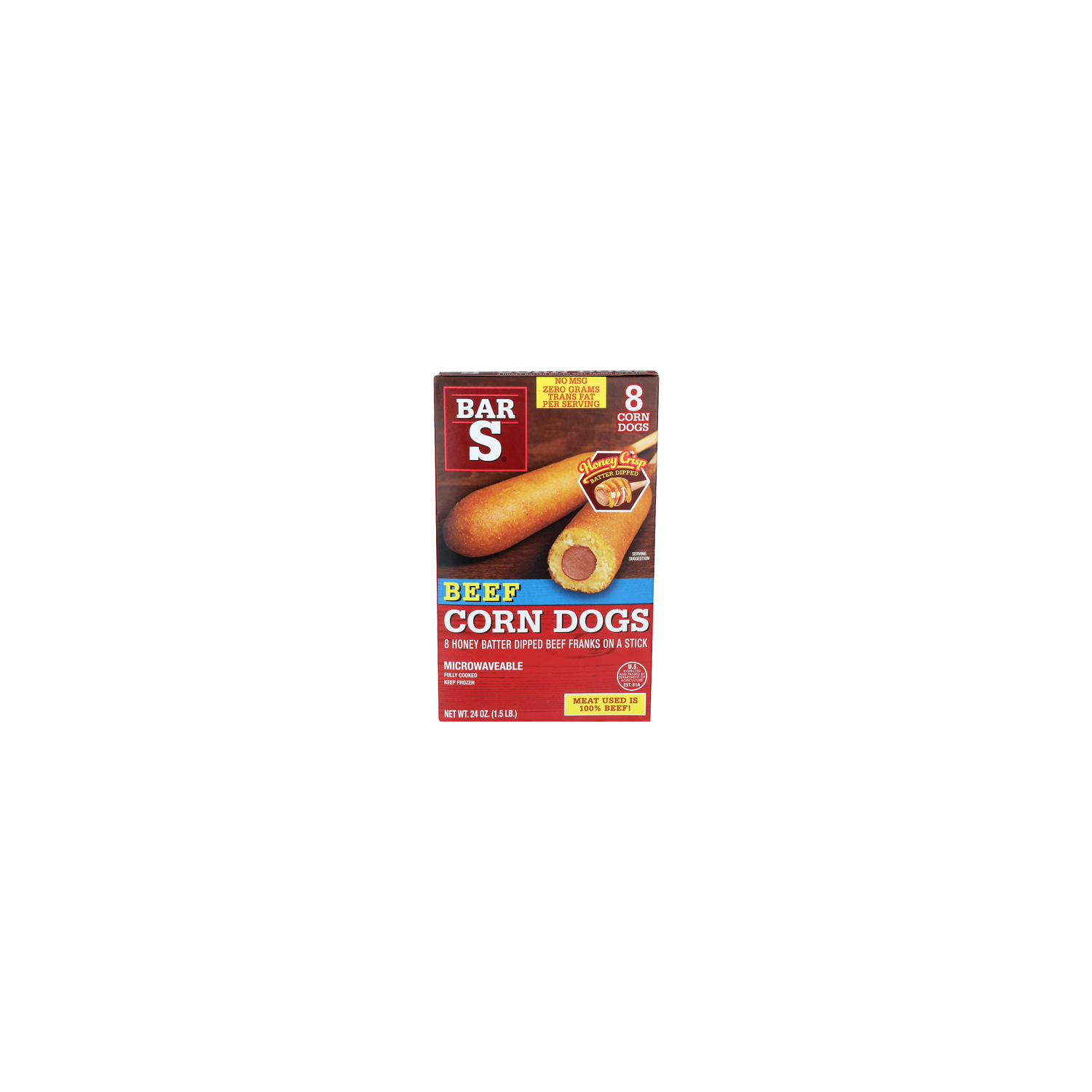 Bar S Honey Crisp Batter Dipped Beef Corn Dogs - 3 Ounce - 8 Count Image 1 of 4