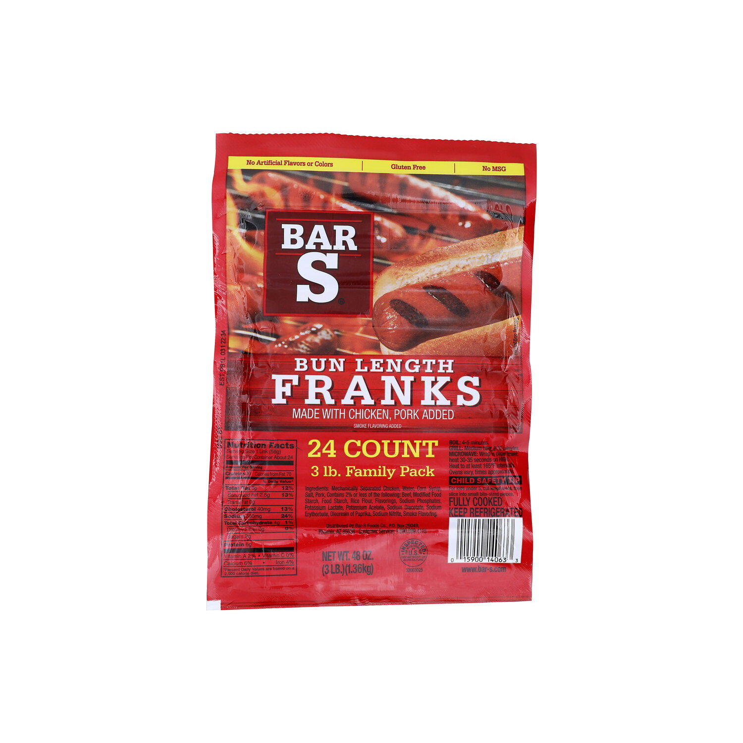 Bar S Family Pack Bun Length Franks - 2 Ounce - 24 Count Image 1 of 4