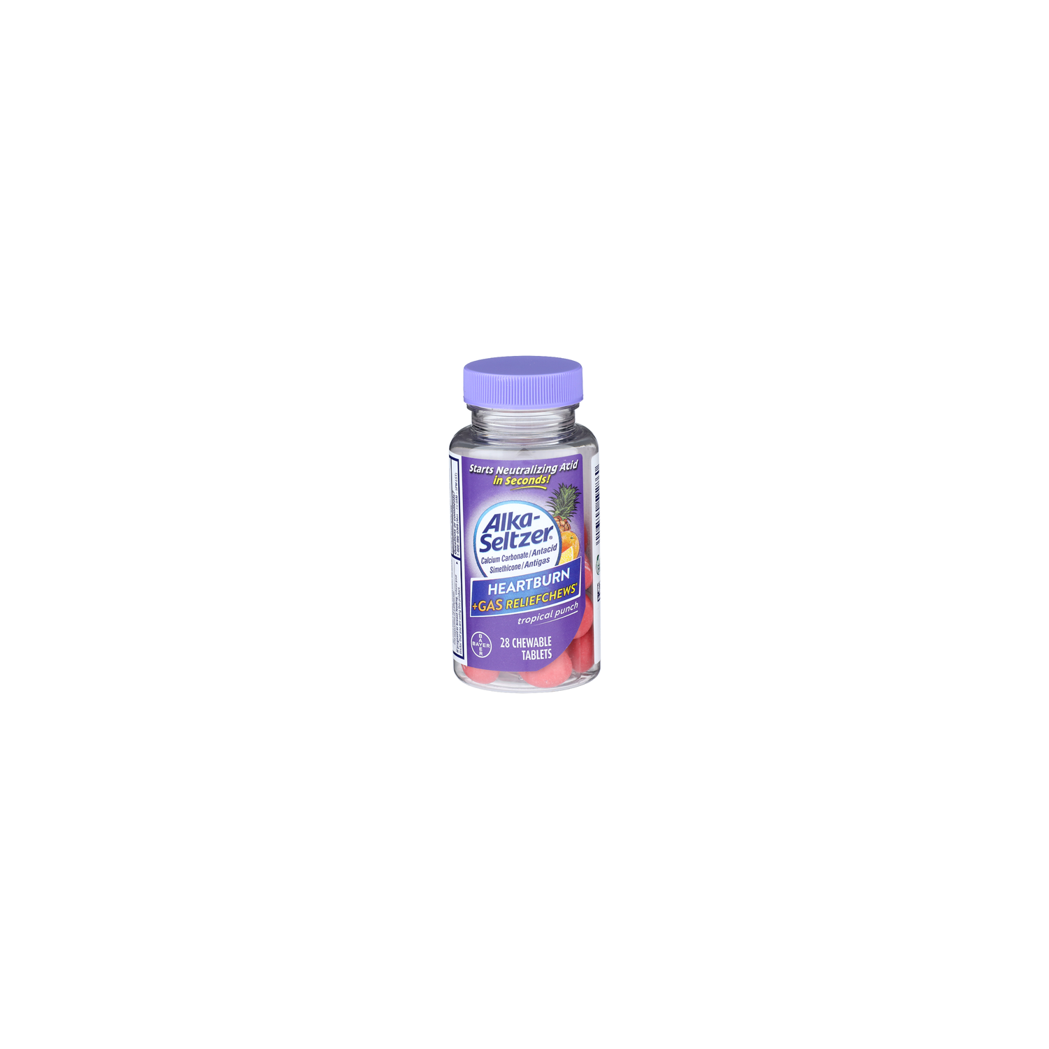 ALKA-SELTZER Tropical Punch Calcium Carbonate Antacid Simethicone Antigas - 28 Count Image 1 of 4