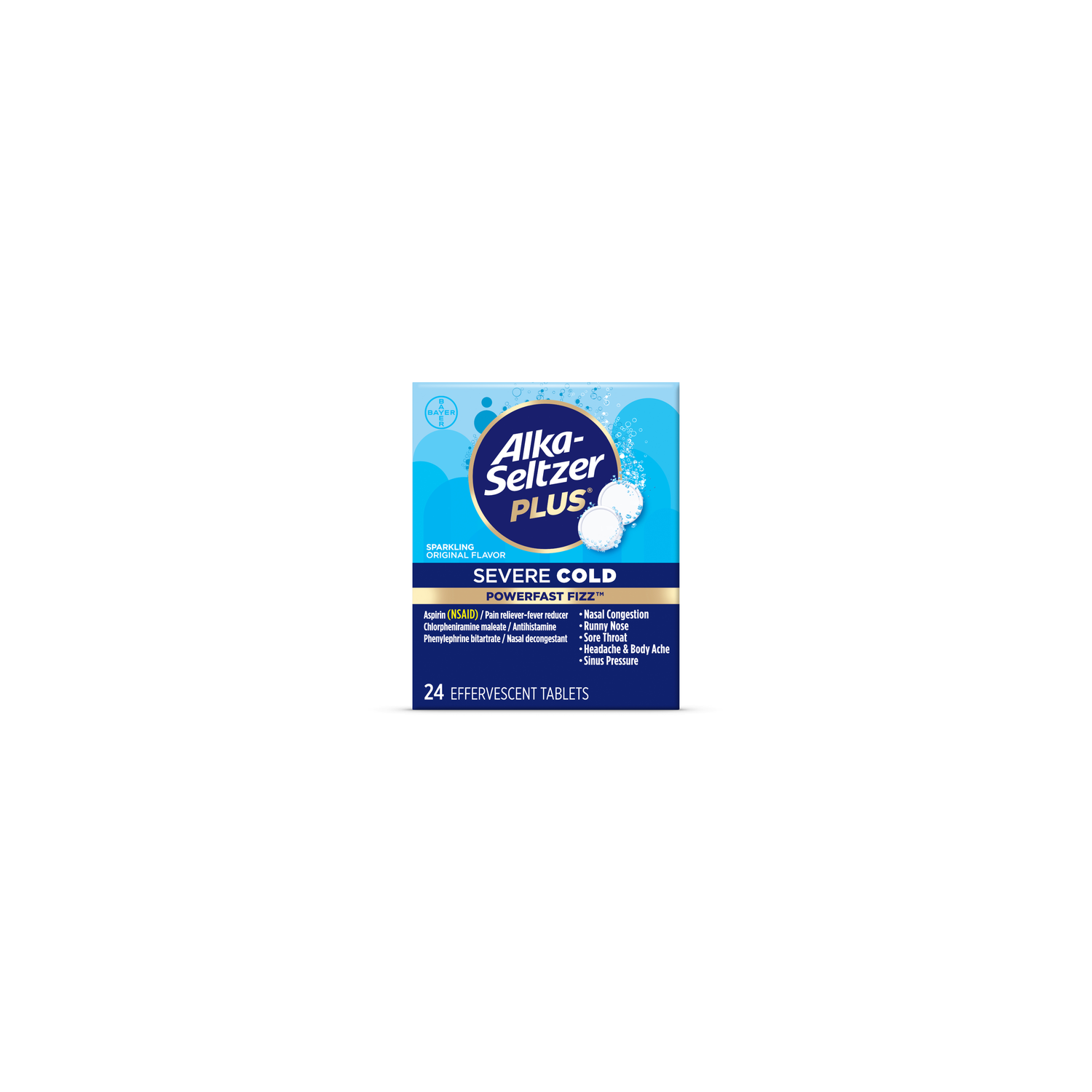 Alka-Seltzer Plus Original Flavored Powerfast Fizz Severe Cold Medicine Effervescent Tab - 24 Count
