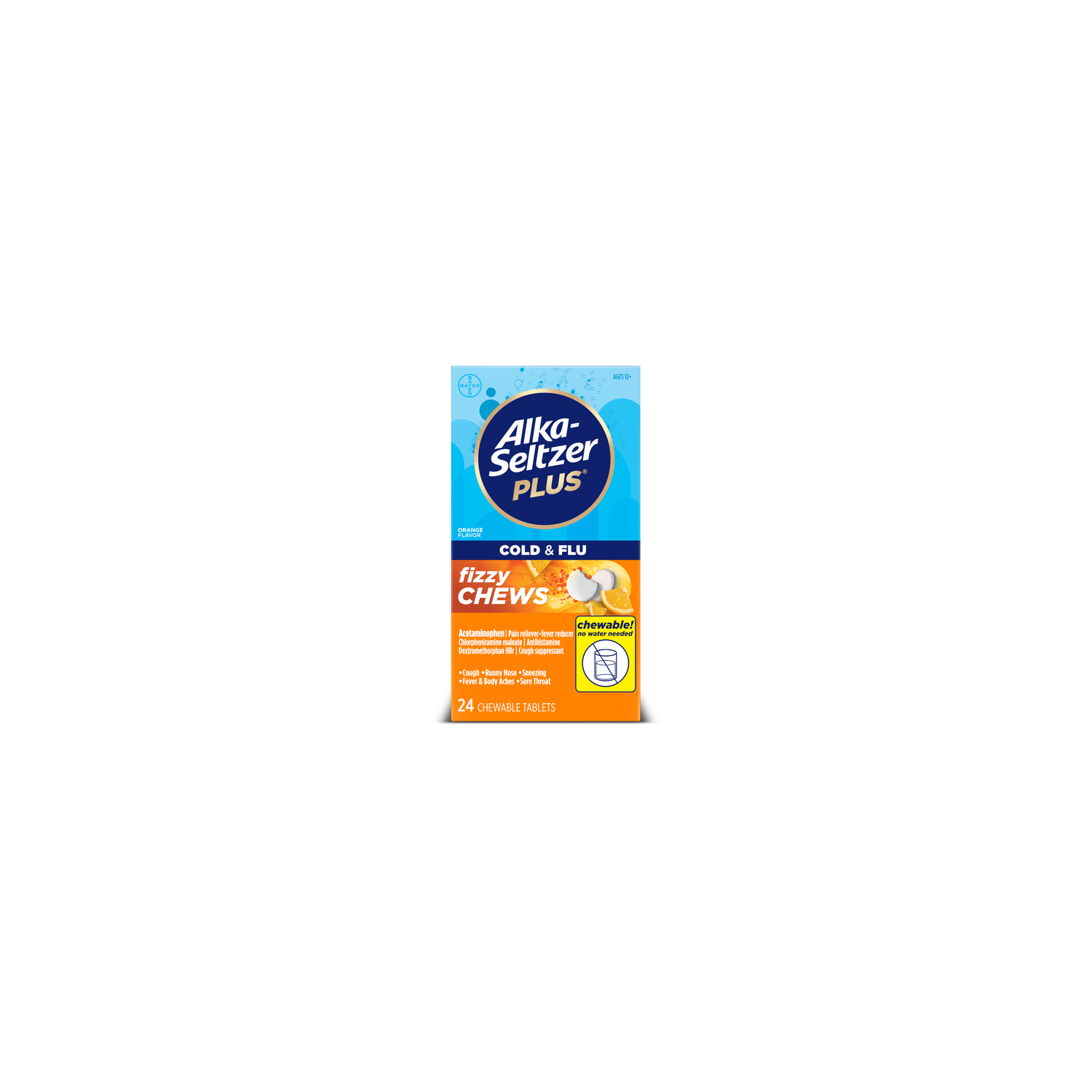 ALKA-SELTZER PLUS Asp Cold & Flu Adult Fizzychews - 24 Count