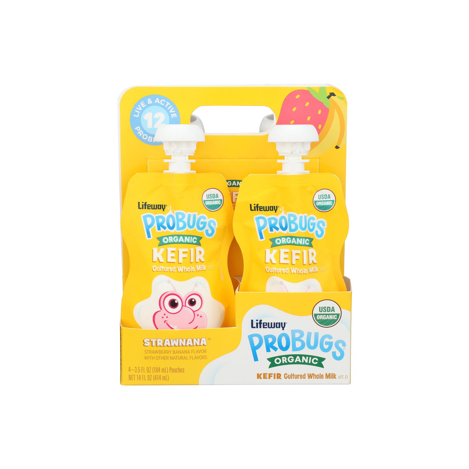 Lifeway Foods Kefir Organic Strawnana Probugs - 3.5 Fluid Ounce - 4 Count Image 1 of 3