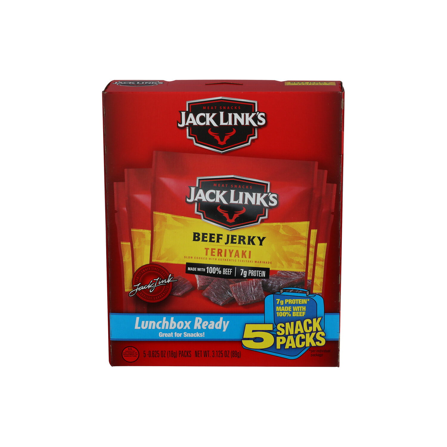 JACK LINK'S Lunchbox Ready Teriyaki Beef Jerky - 18 Ounce - 5 Count Image 1 of 3