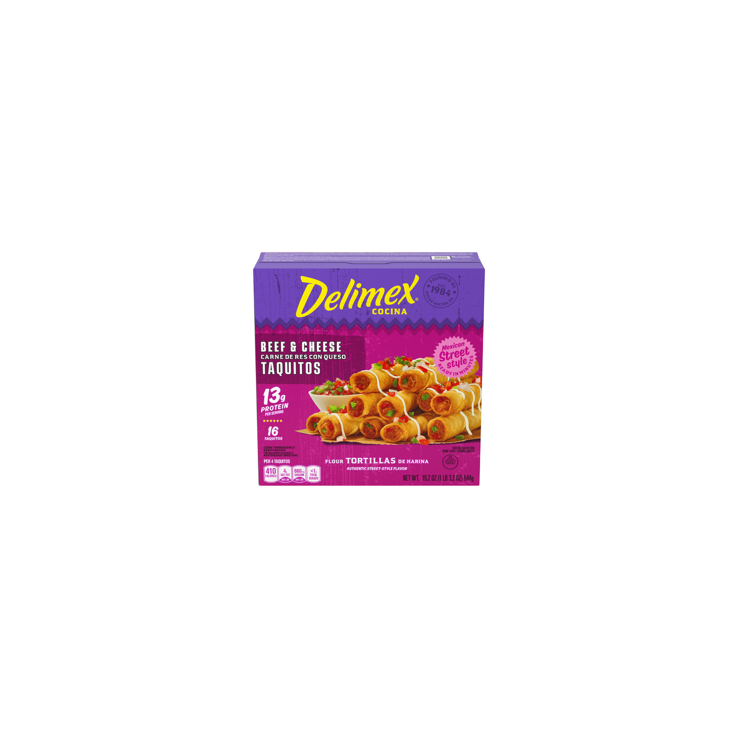 Delimex Beef & Cheese Taquitos Frozen Snacks, Box - 19.2 Ounce Image 1 of 2
