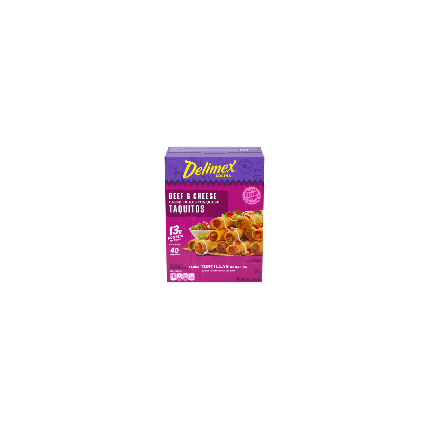 Delimex Beef & Cheese Taquitos Frozen Snacks, Box - 48 Ounce Image 1 of 2