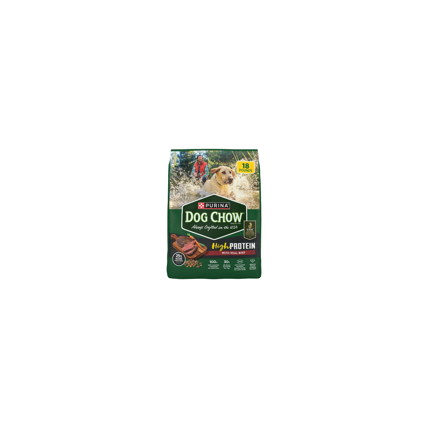 Purina Dog Chow High Protein Food Dry Recipe With Real Beef - 18 Pound Image 1 of 4