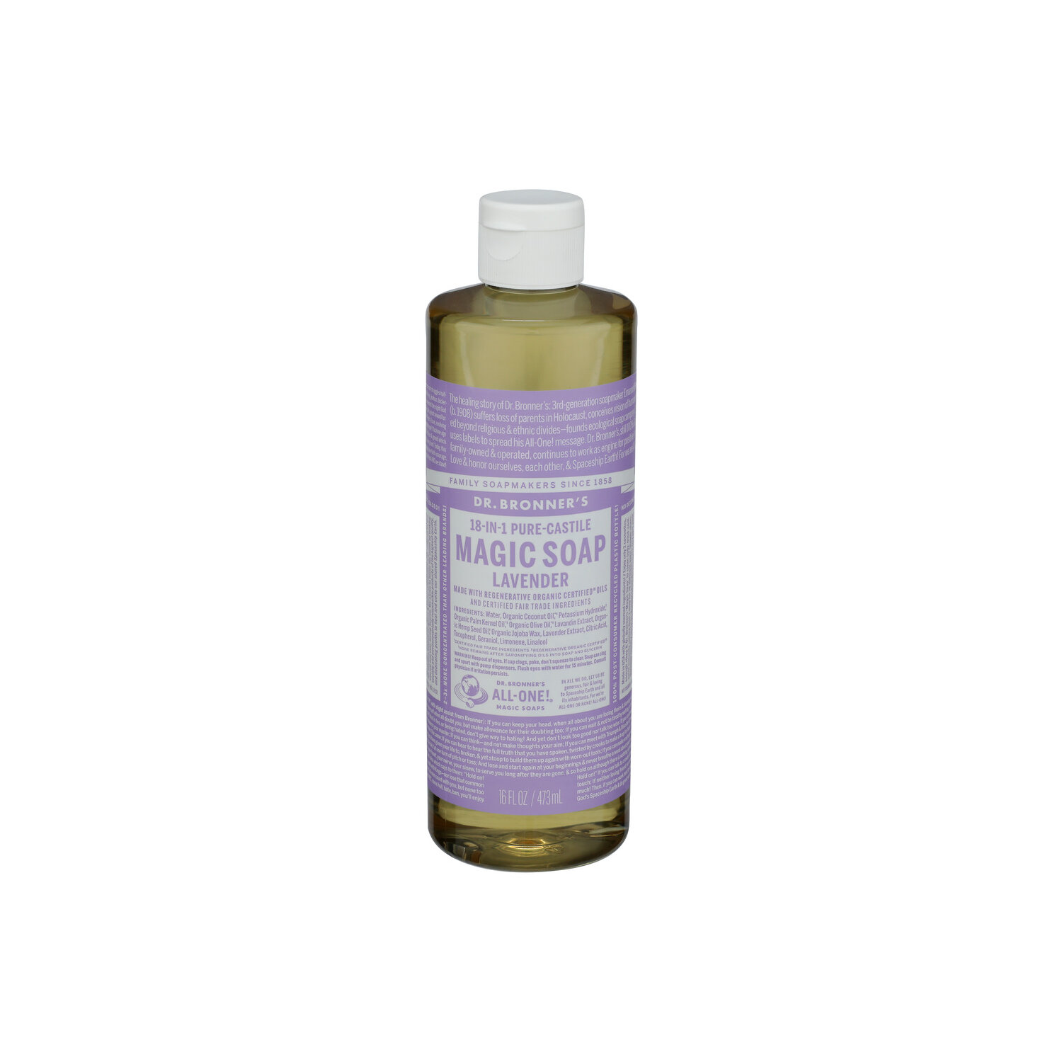 DR. BRONNER's Lavender Liquid Soap 18-In-1 Hemp - 16 Fluid Ounce Image 1 of 3