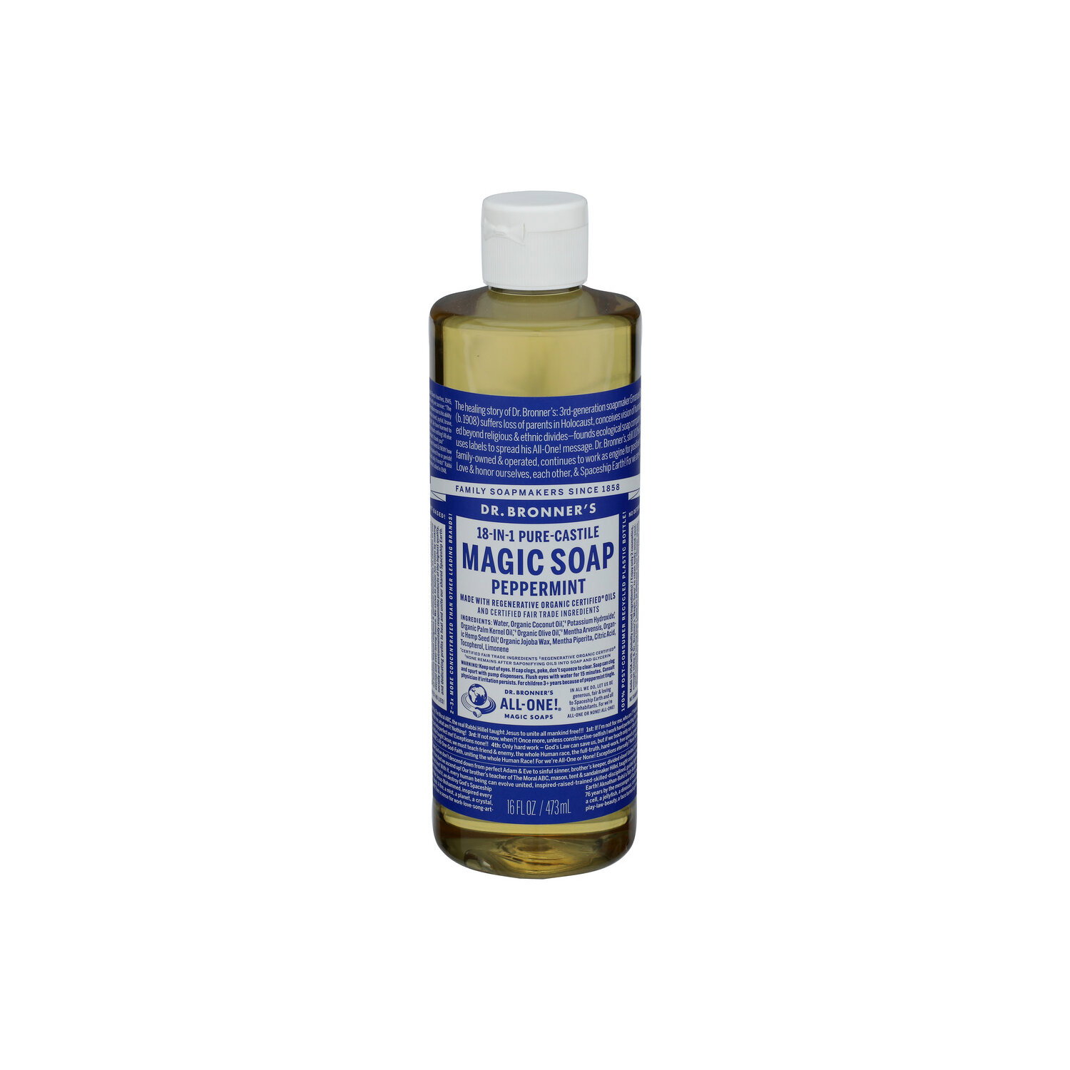 DR. BRONNER's Peppermint Liquid Soap 18-In-1 Hemp - 16 Fluid Ounce Image 1 of 3