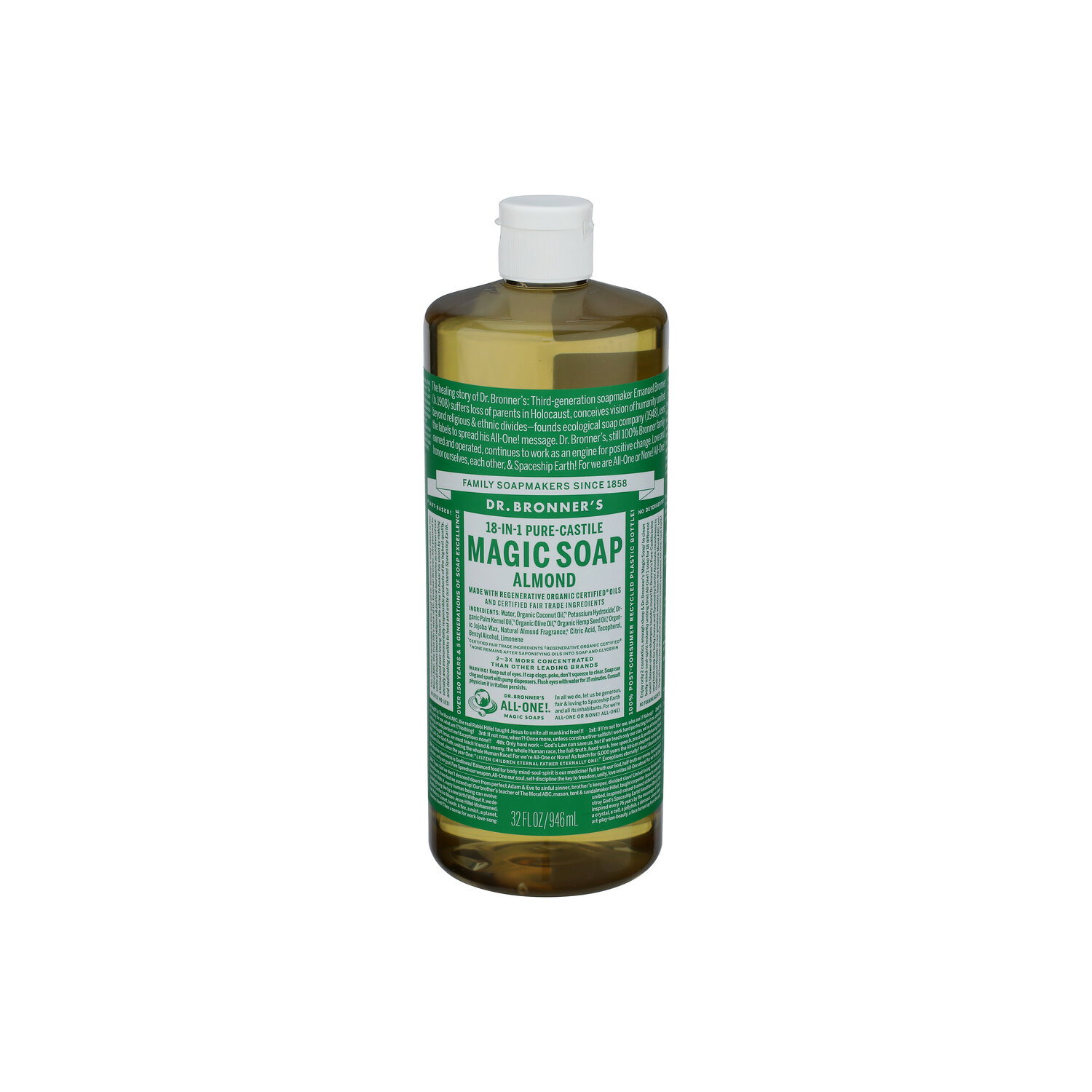 DR. BRONNER's Almond Pure-Castile Soap Hemp - 32 Fluid Ounce Image 1 of 3