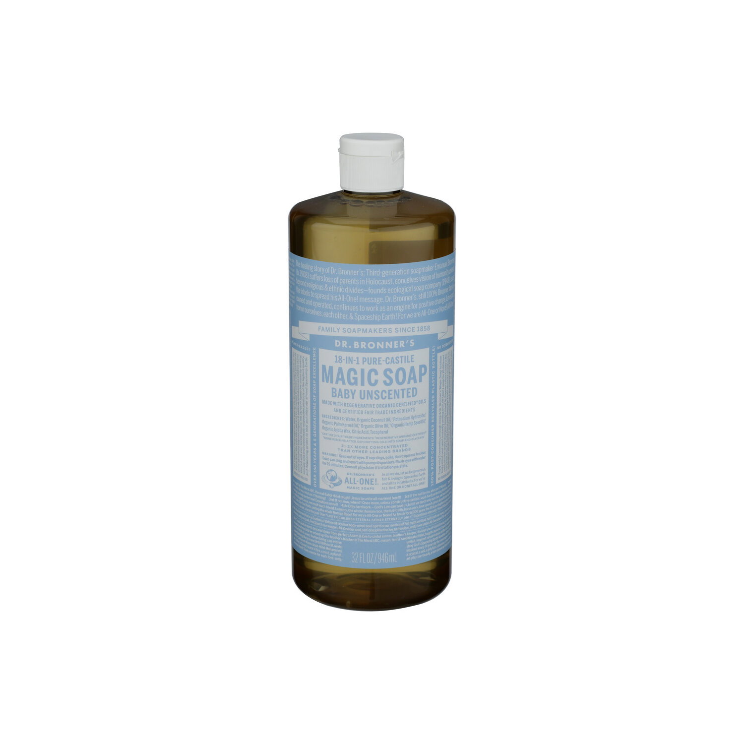 Dr. Bronner's Unscented Pure Castile Magic Soap - 32 Fluid Ounce Image 1 of 3