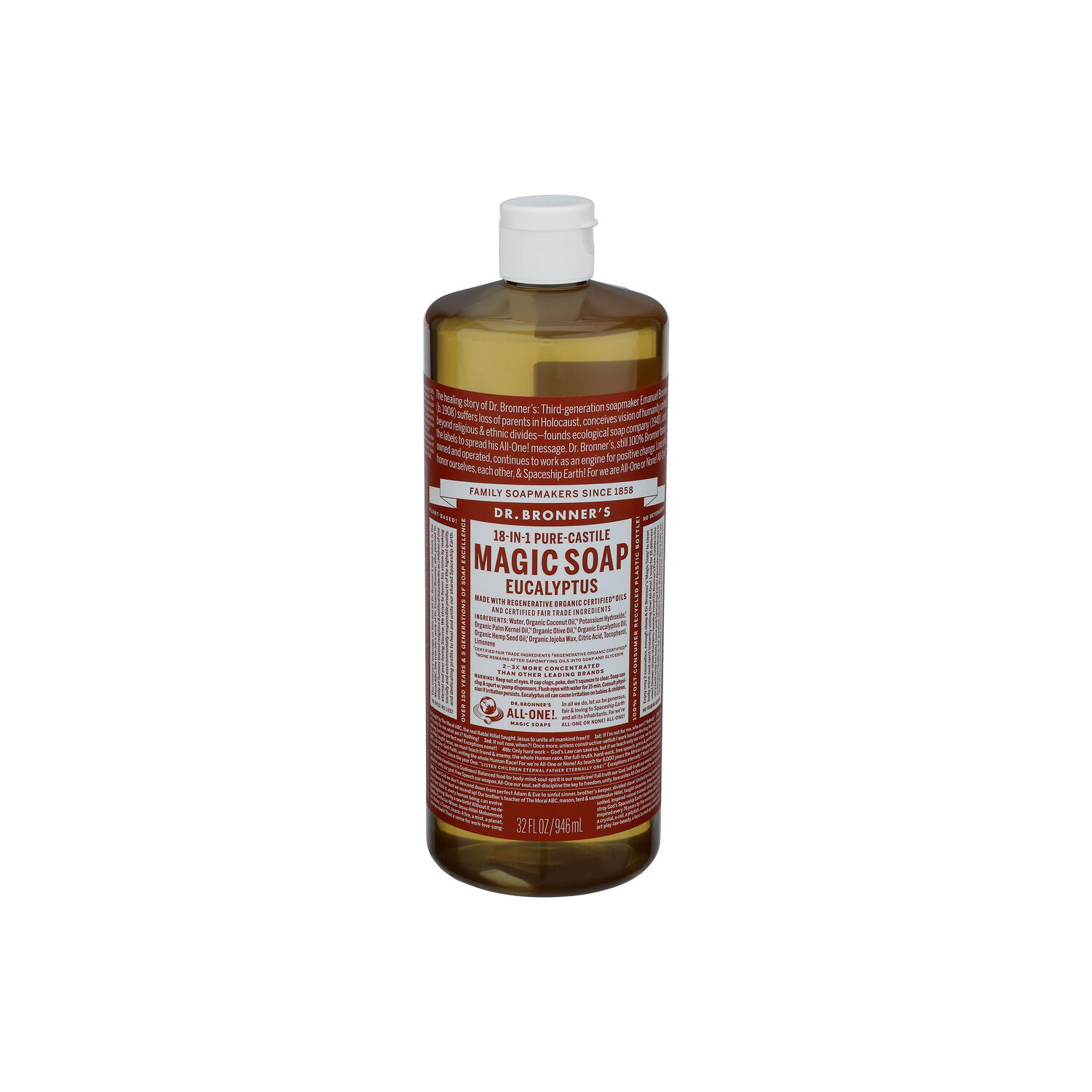 DR. BRONNER's Eucalyptus Liquid Soap 18-In-1 Hemp Pure-Castile - 32 Fluid Ounce Image 1 of 3