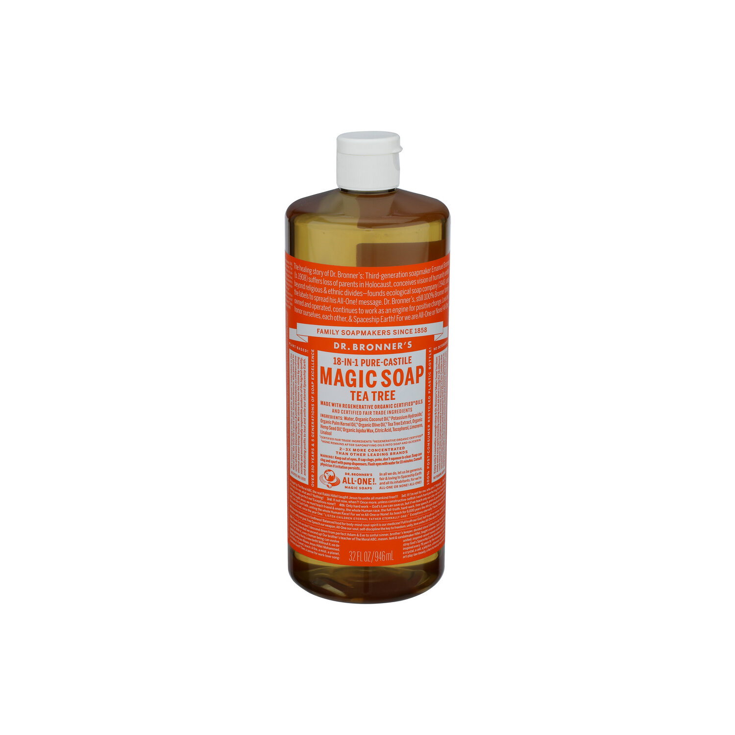 DR. BRONNER's Tea Tree Liquid Soap 18-In-1 Hemp Pure-Castile - 32 Fluid Ounce Image 1 of 3