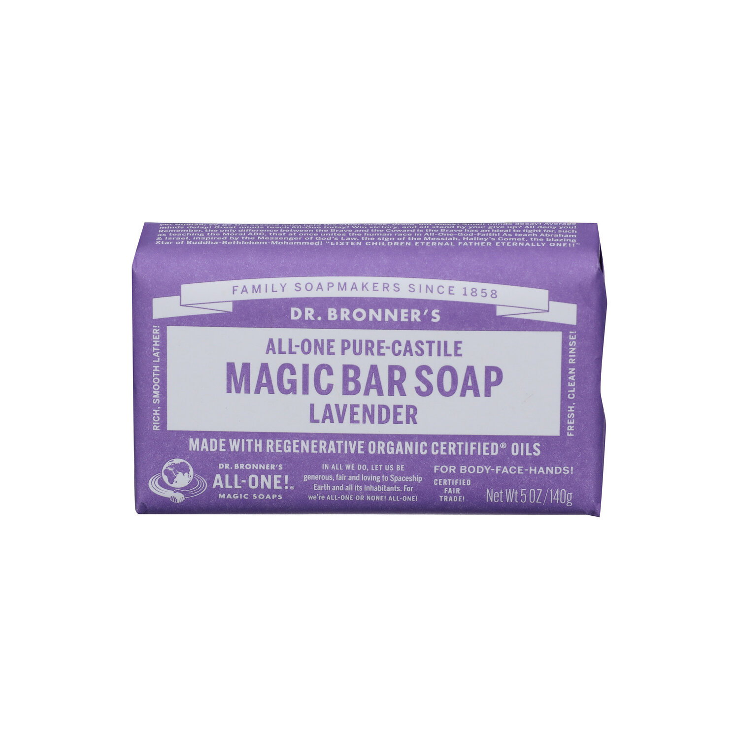DR. BRONNER's Lavender Bar Soap All-One Hemp - 5 Ounce Image 1 of 3