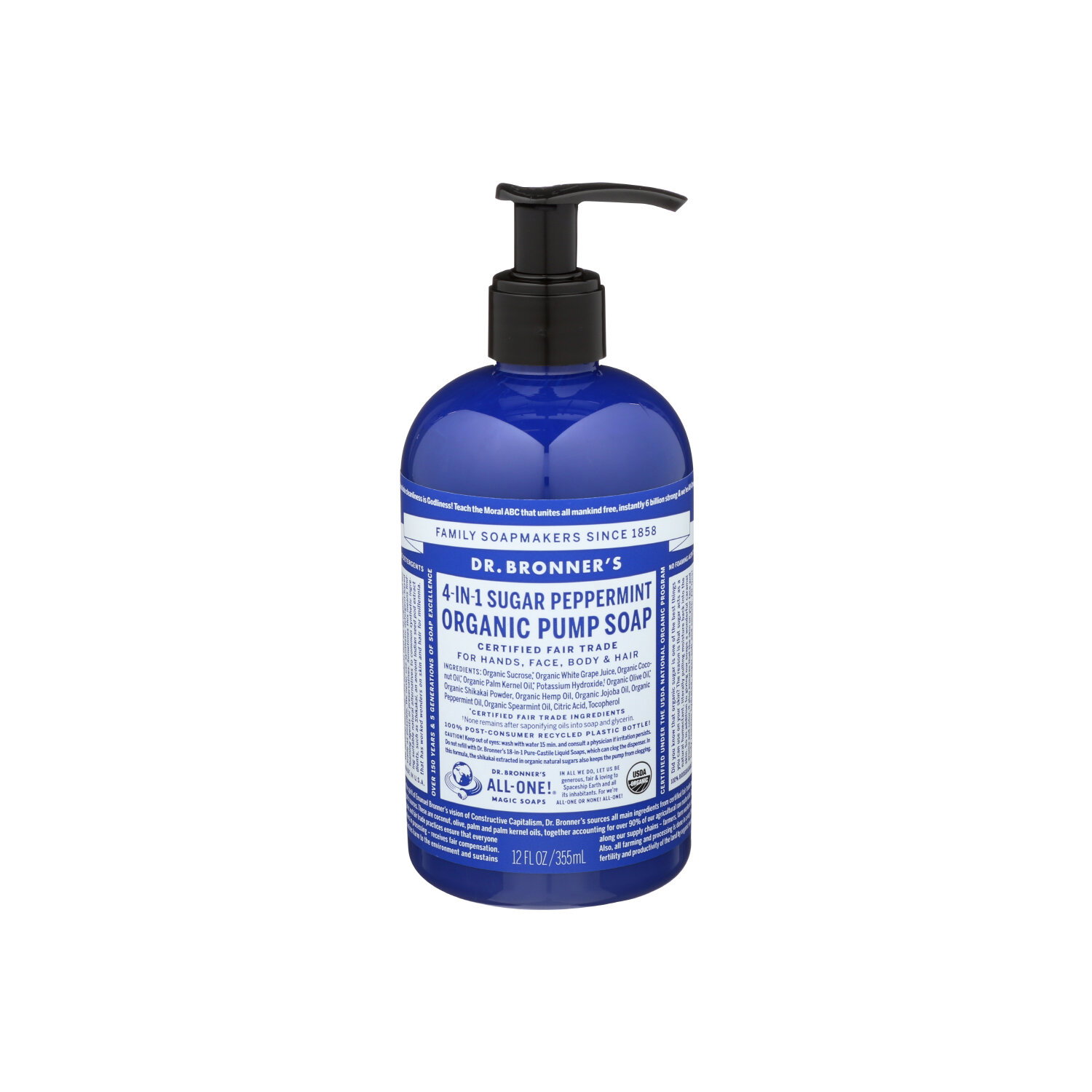 DR. BRONNER's Hand Soap Peppermint Sugar - 12 Fluid Ounce Image 1 of 2