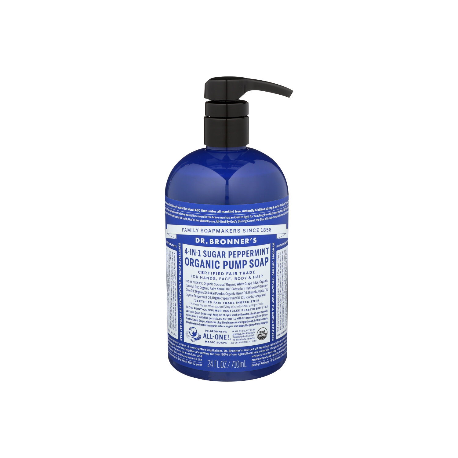 DR. BRONNER's Organic Pump Soap 4-In-1 Sugar Peppermint - 24 Fluid Ounce Image 1 of 2