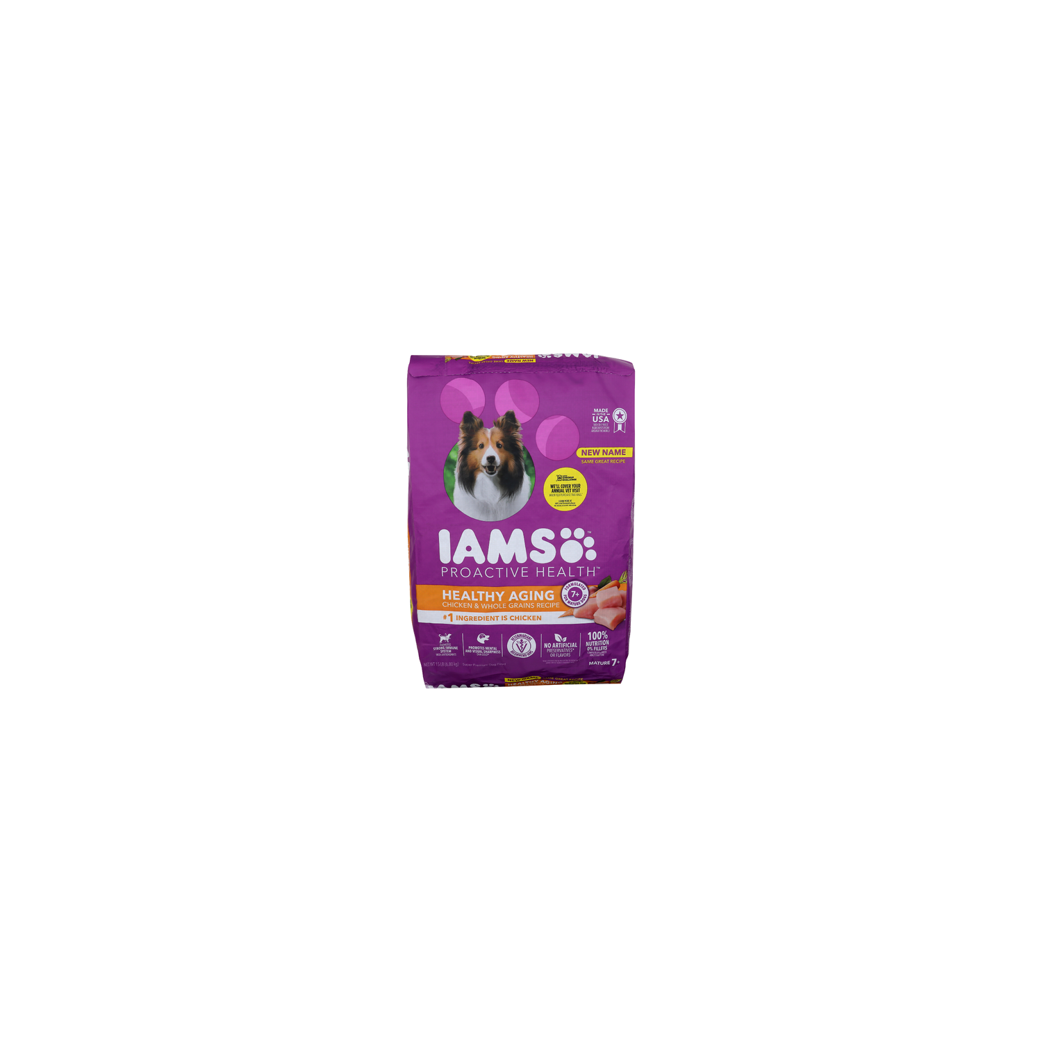 Iams Proactive Health Healthy Aging Chicken & Whole Grains Recipe Super Premium Dog Food - 15 Pound Image 1 of 4