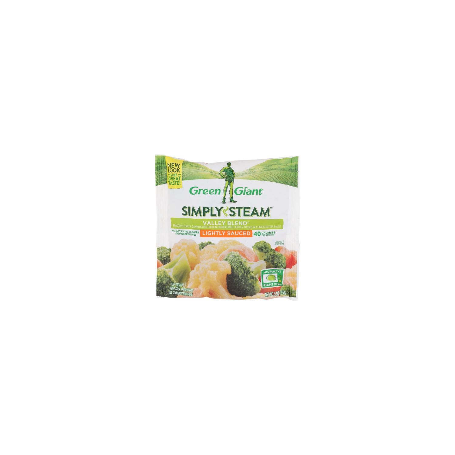 Green Giant Simply Steam Broccoli Florets, Carrots And Golden Cauliflower Lightly Tossed In A Garlic Butter Sauce Sauced Valley Blend - 9 Ounce Image 1 of 4