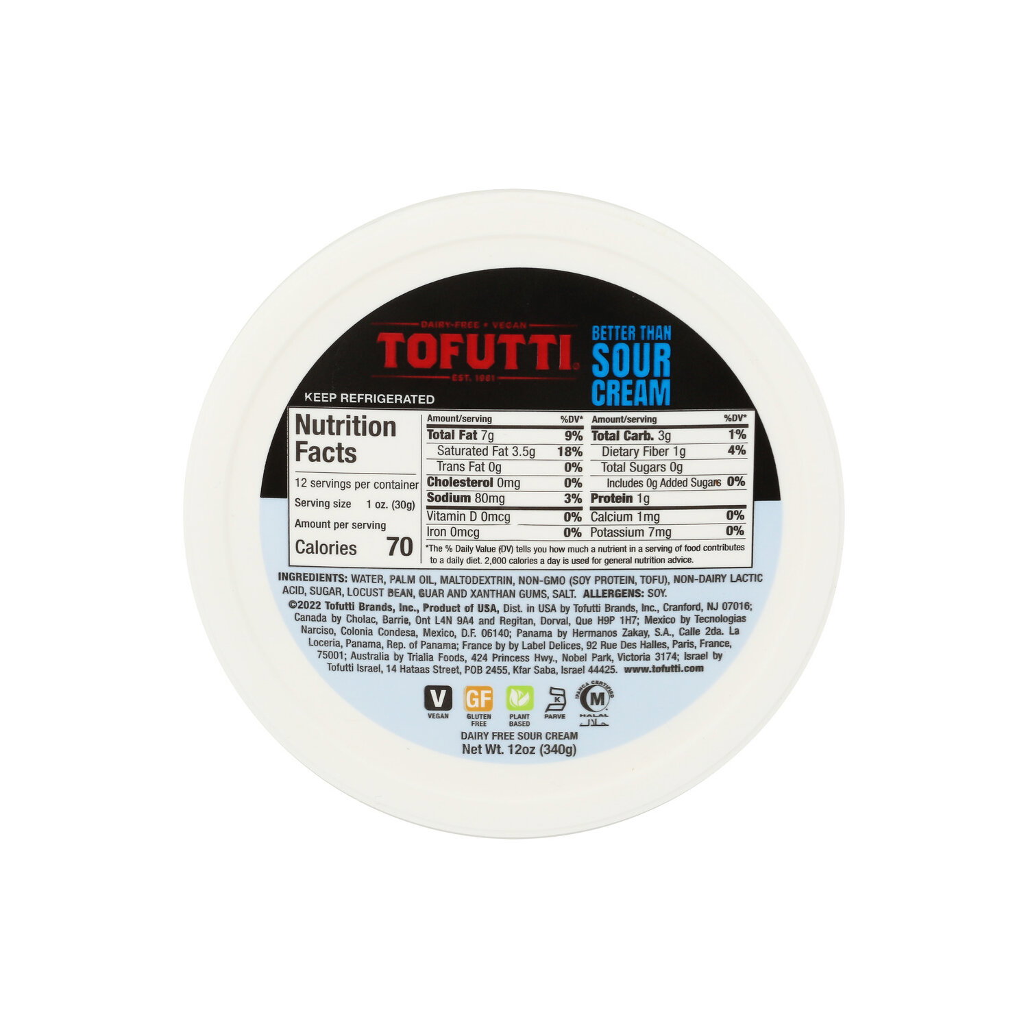Tofutti Brand Dairy Free Milk Sour Cream - 12 Ounce - Brookshire's