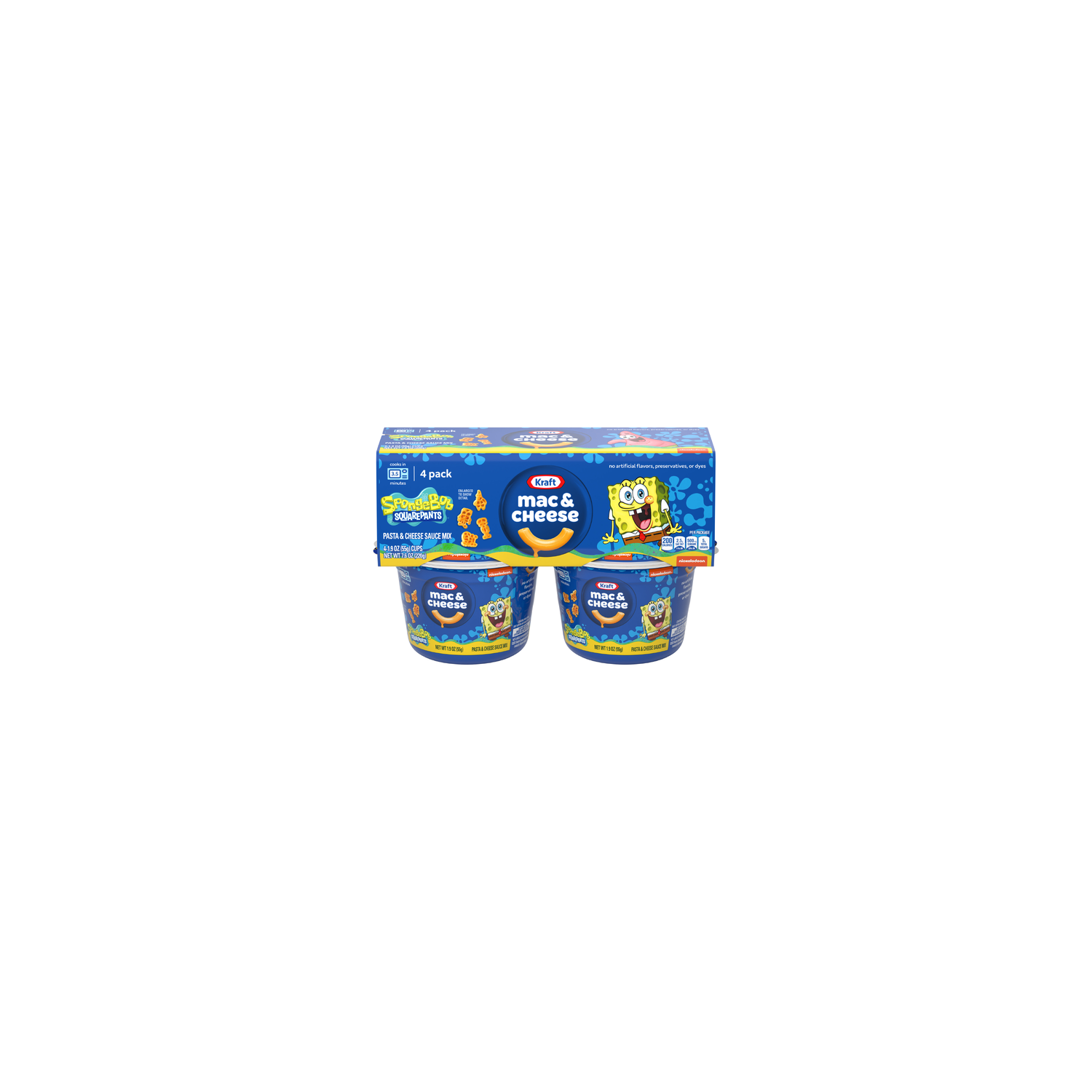 Kraft Mac & Cheese Cups Macaroni And Microwavable Dinner Spongebob Squarepants, Pack - 4 Count Image 1 of 2