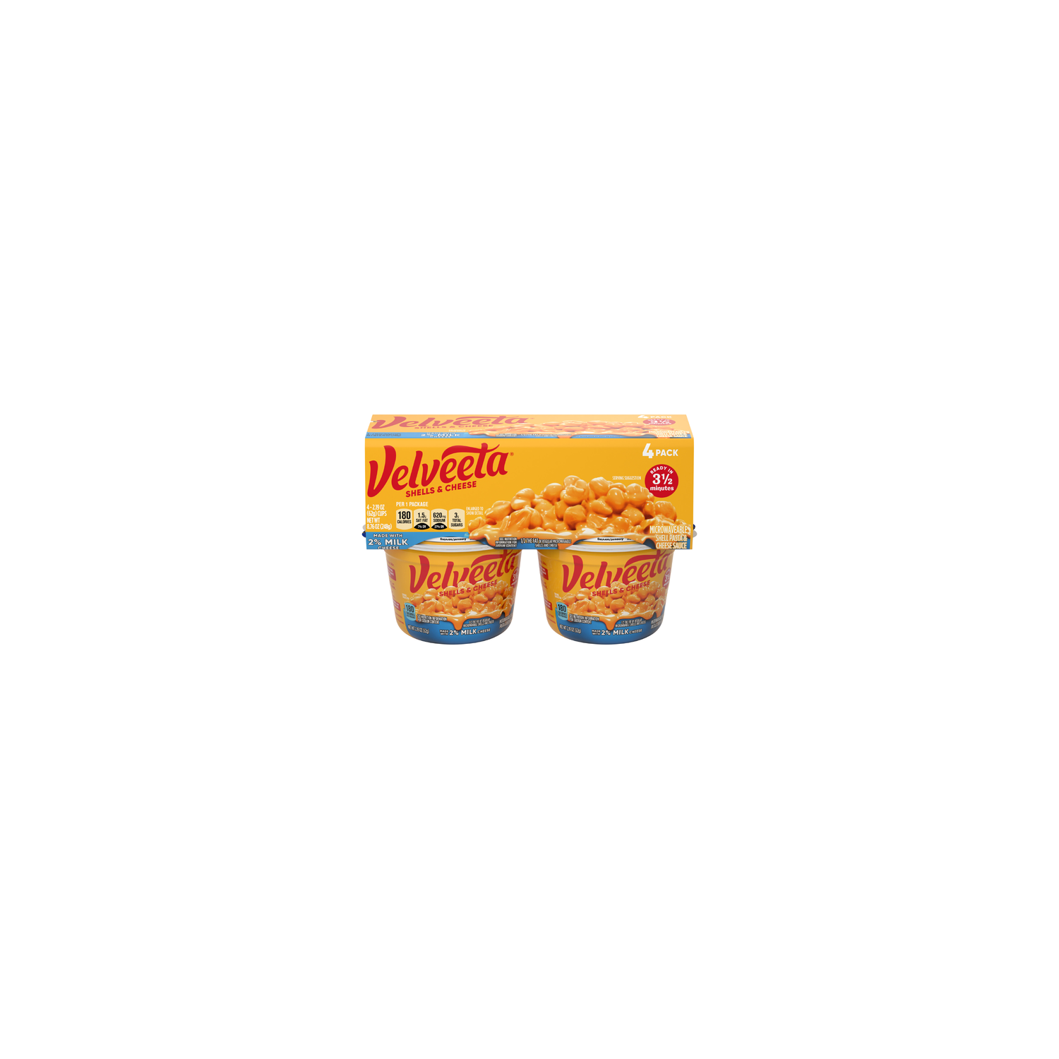Kraft Velveeta Shells & 2% Milk Cheese Pasta Cups - 2.19 Ounce Image 1 of 2