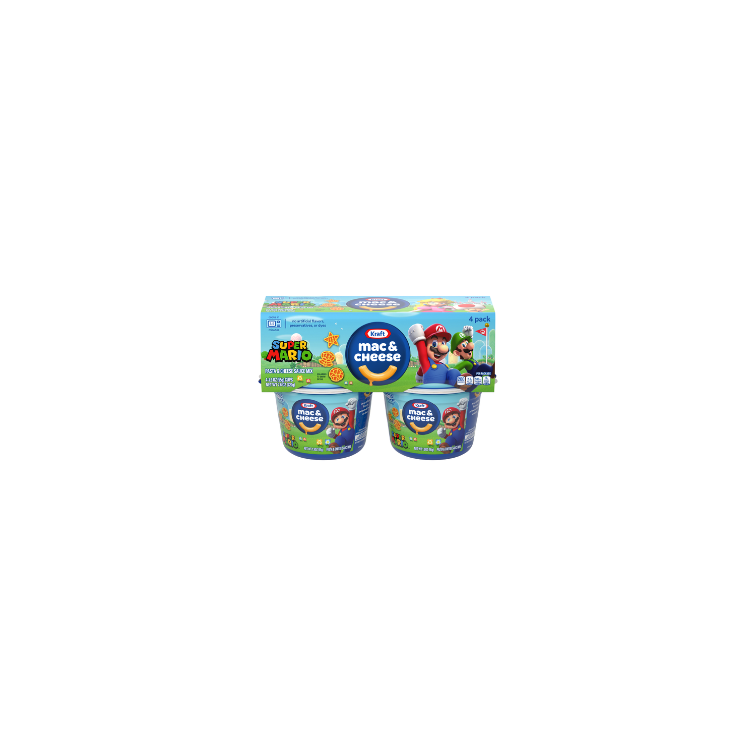 Kraft Mac & Cheese Microwavable Dinner With Super Mario Power-Up Pasta Shapes, 4 Cups - 4 Count Image 1 of 2