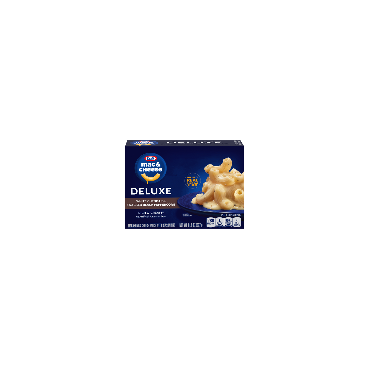 Kraft White Cheddar & Cracked Black Peppercorn Deluxe Macaroni & Cheese Dinner - 11.9 Ounce Image 1 of 3