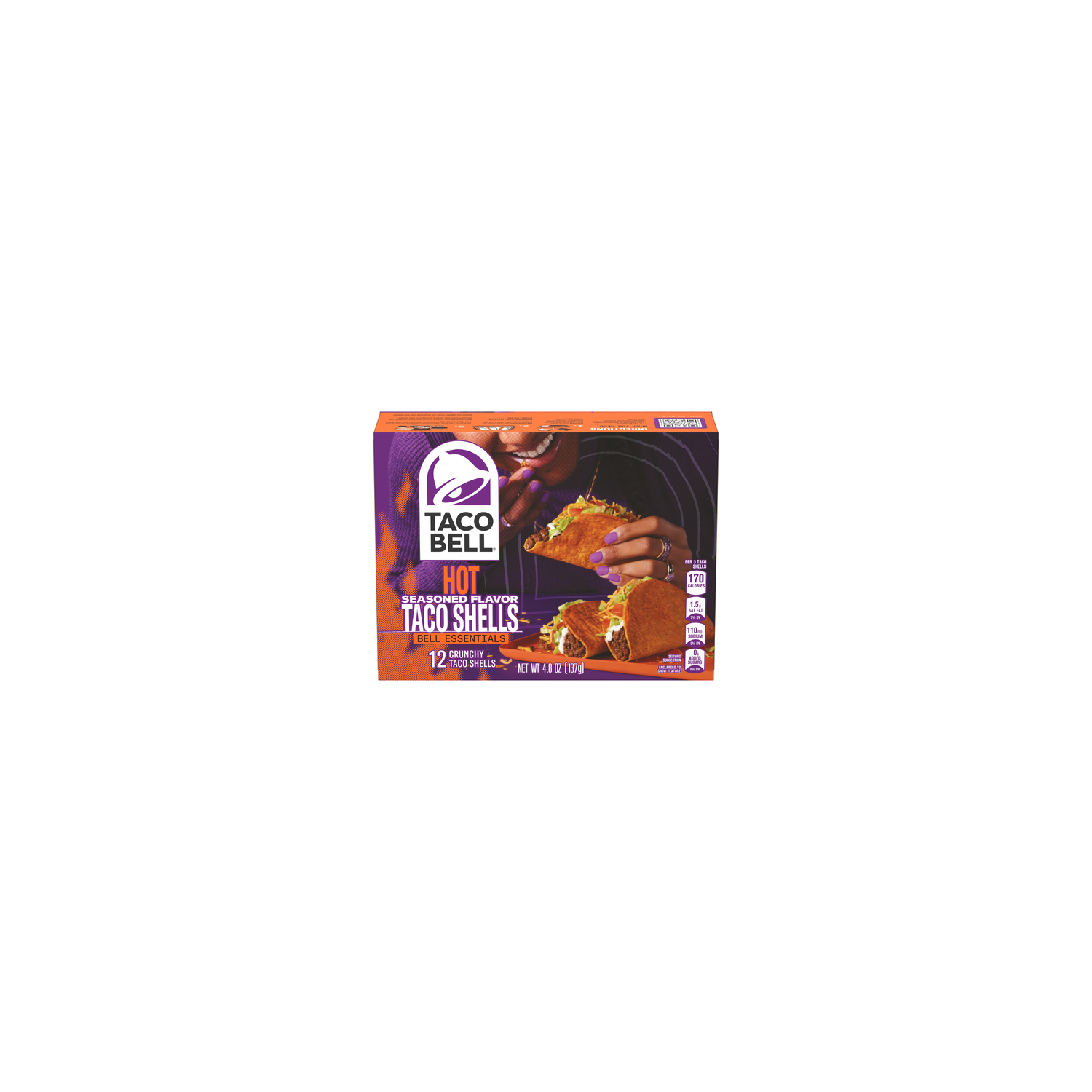 Taco Bell Hot Seasoned Flavor Crunchy Shells, , Box - 12 Count Image 1 of 2
