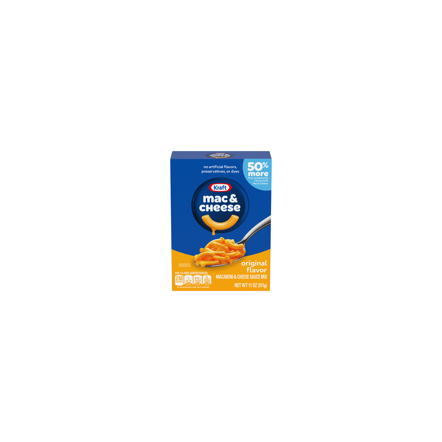 Kraft Original Mac & Cheese Macaroni And Dinner, Box - 11 Ounce Image 1 of 2