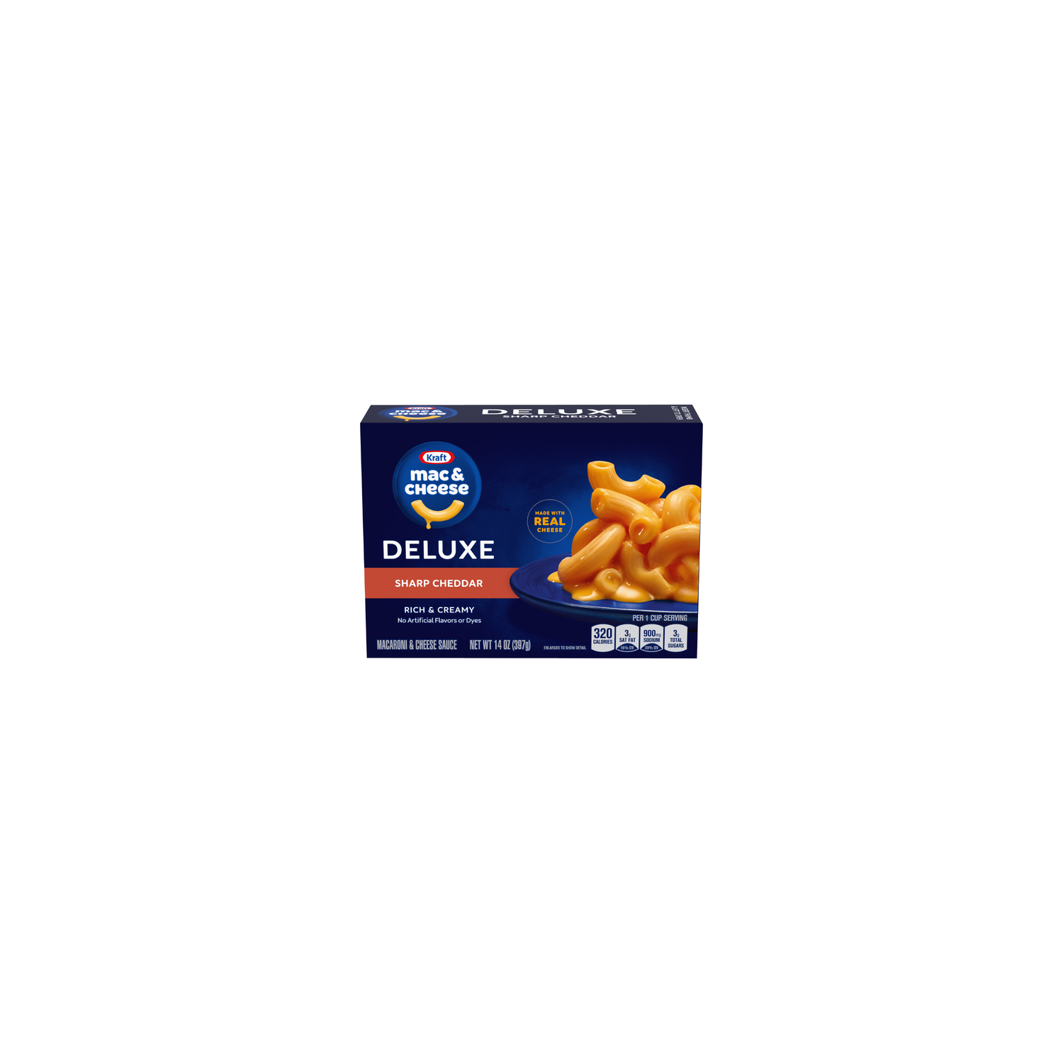 Kraft Deluxe Sharp Cheddar Mac & Cheese Macaroni And Dinner, Box - 14 Ounce Image 1 of 2