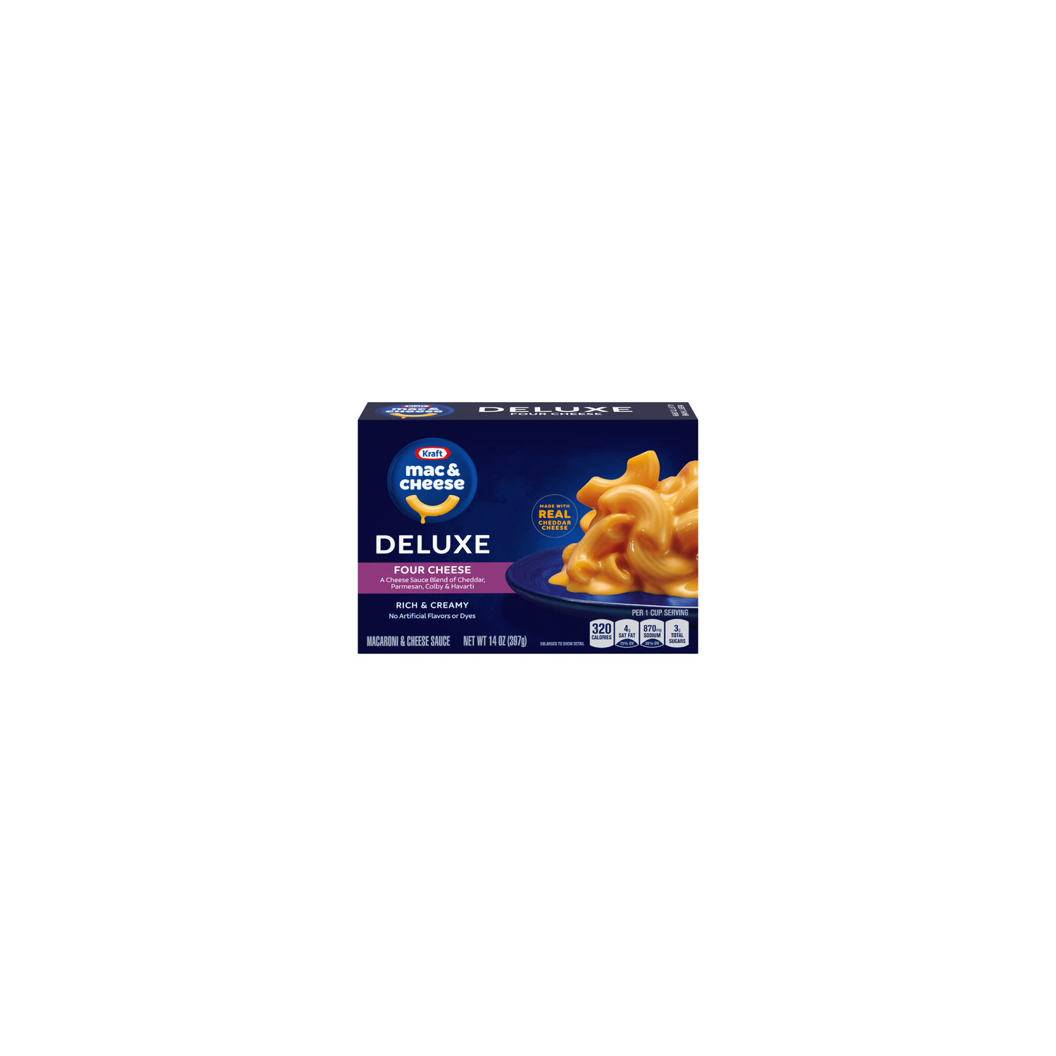 Kraft Deluxe Four Cheese Mac & Cheese Macaroni And Dinner, Box - 14 Ounce Image 1 of 2
