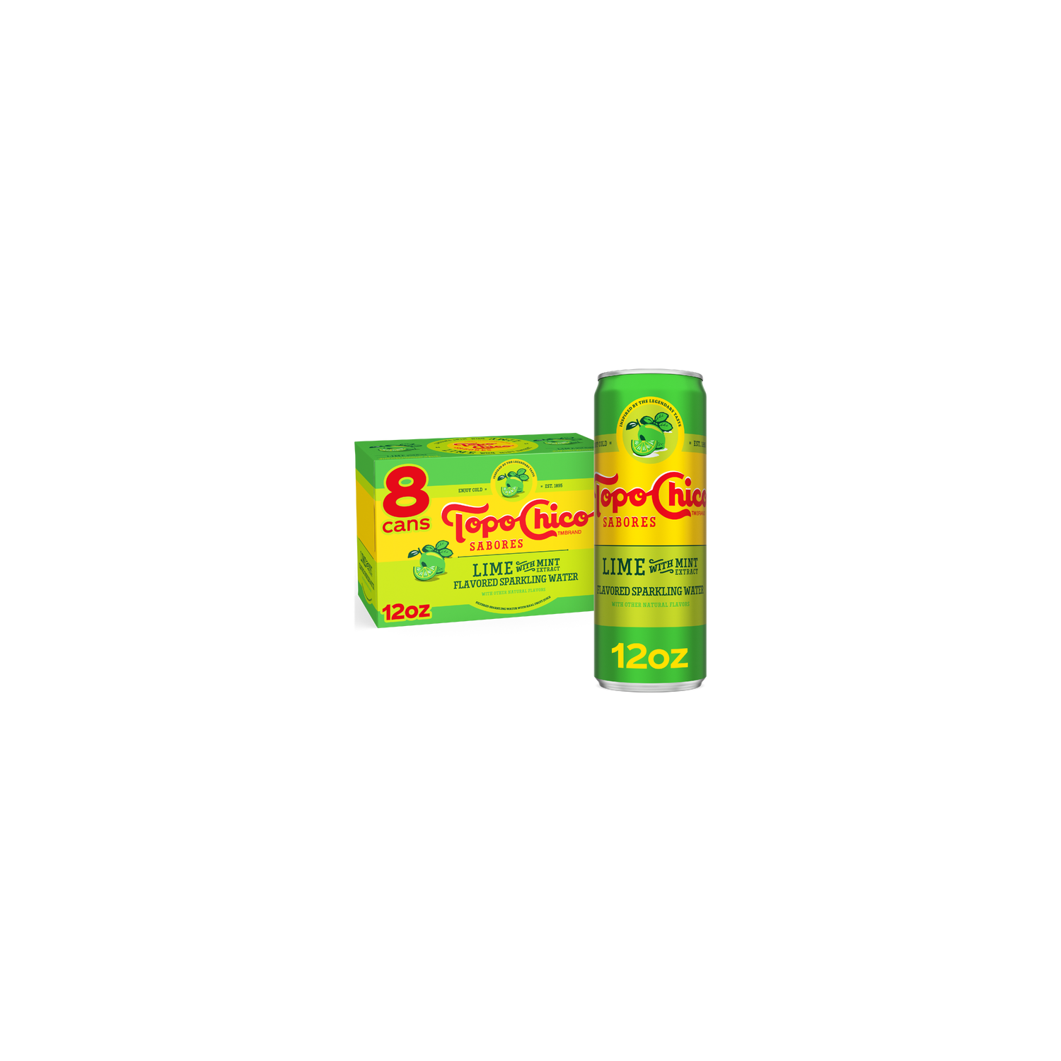 Topo Chico Lime With Mint Extract Sparkling Water Cans - 12 Fluid Ounce - 8 Count Image 1 of 4