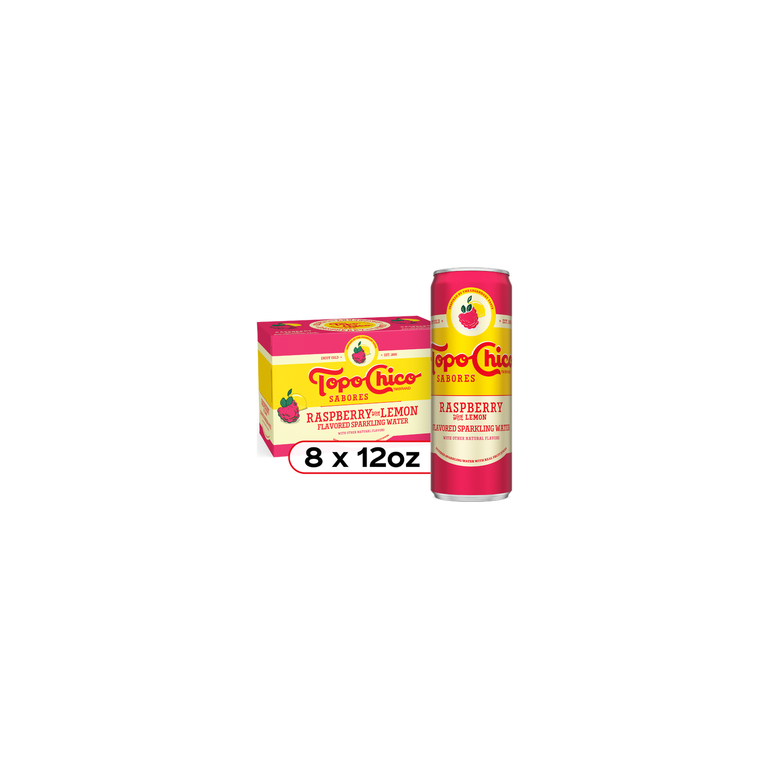 Topo Chico Raspberry With Lemon Sparkling Water Cans - 12 Fluid Ounce - 8 Count Image 1 of 4