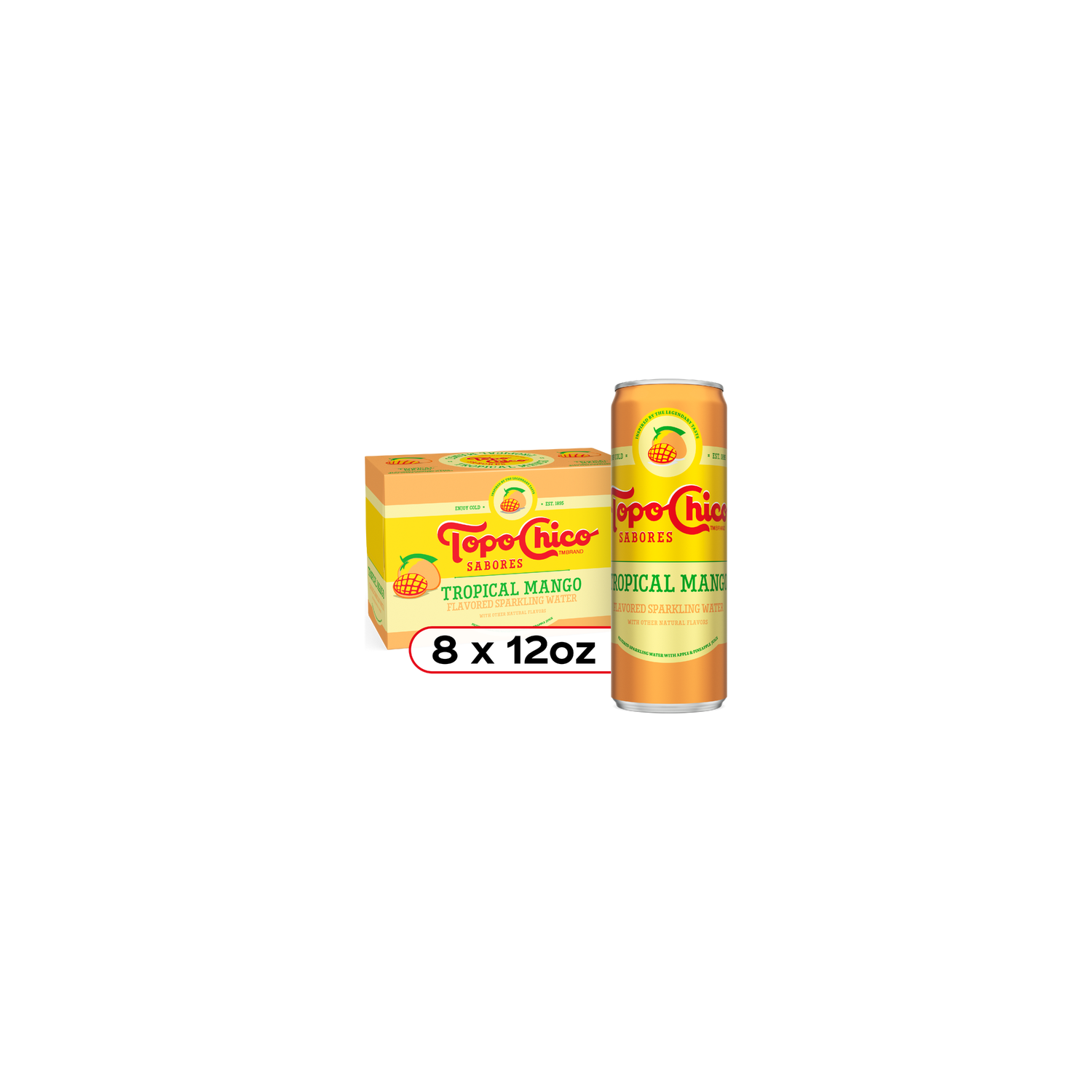 Topo Chico Tropical Mango Sparkling Water Cans - 12 Fluid Ounce - 8 Count Image 1 of 4