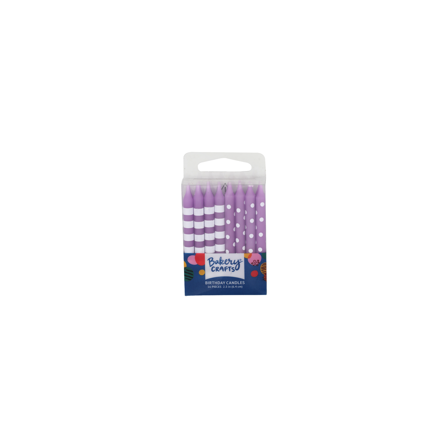 Bakery Crafts Purple With White Lines And Dots Bakerycrafts Birthday Candles - 16 Count Image 1 of 2