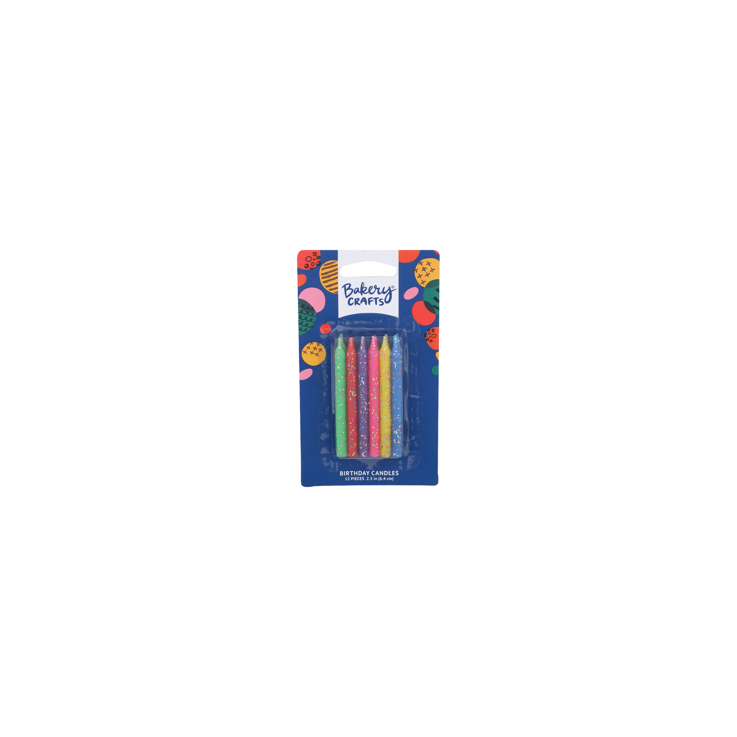Bakery Crafts Green, Red, Purple, Pink, Yellow & Blue With Glitter Birthday Candles - 12 Count Image 1 of 2